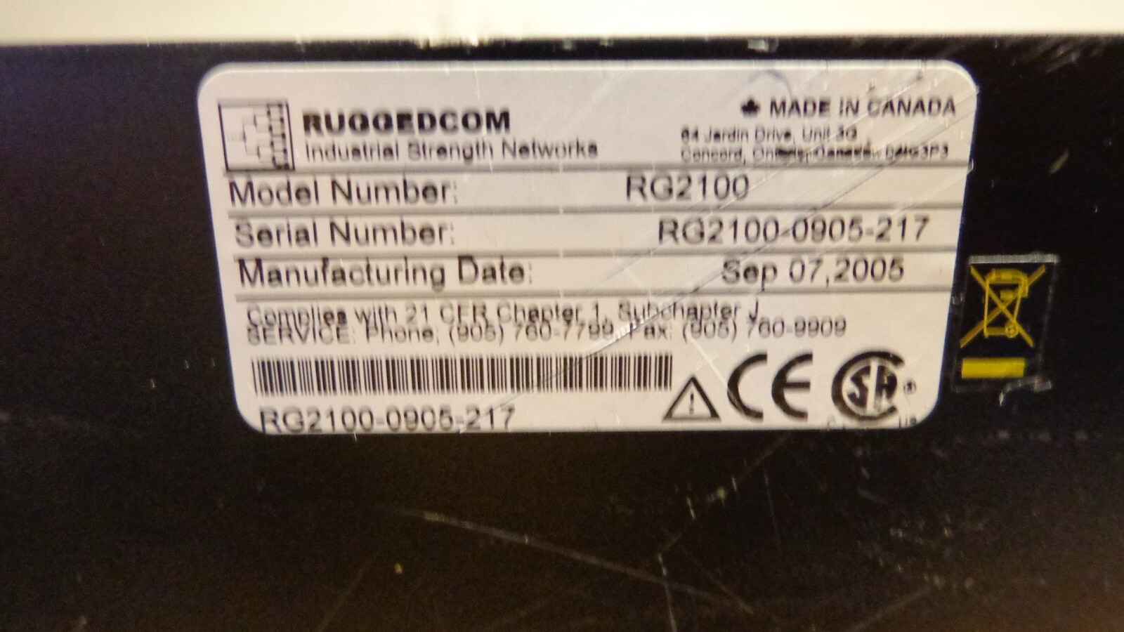 Ruggedswitch RSG2100 RUGGEDCOM Rugged switch Network sn05-217