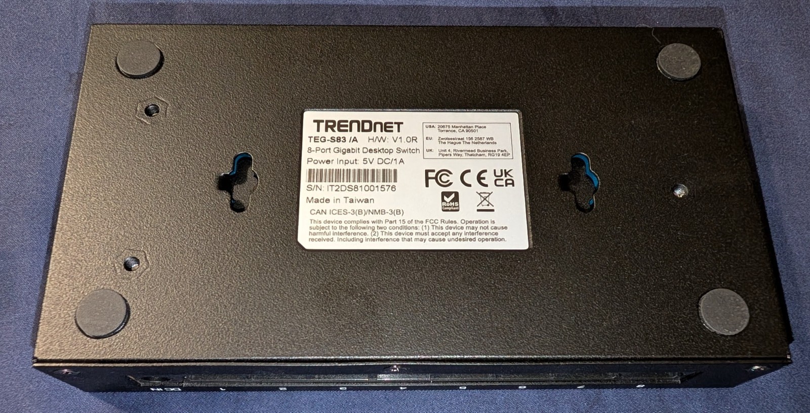 TRENDnet 8-Port Unmanaged Gigabit Desktop Switch Metal 8 x 1Gbps Ports TEG-S83