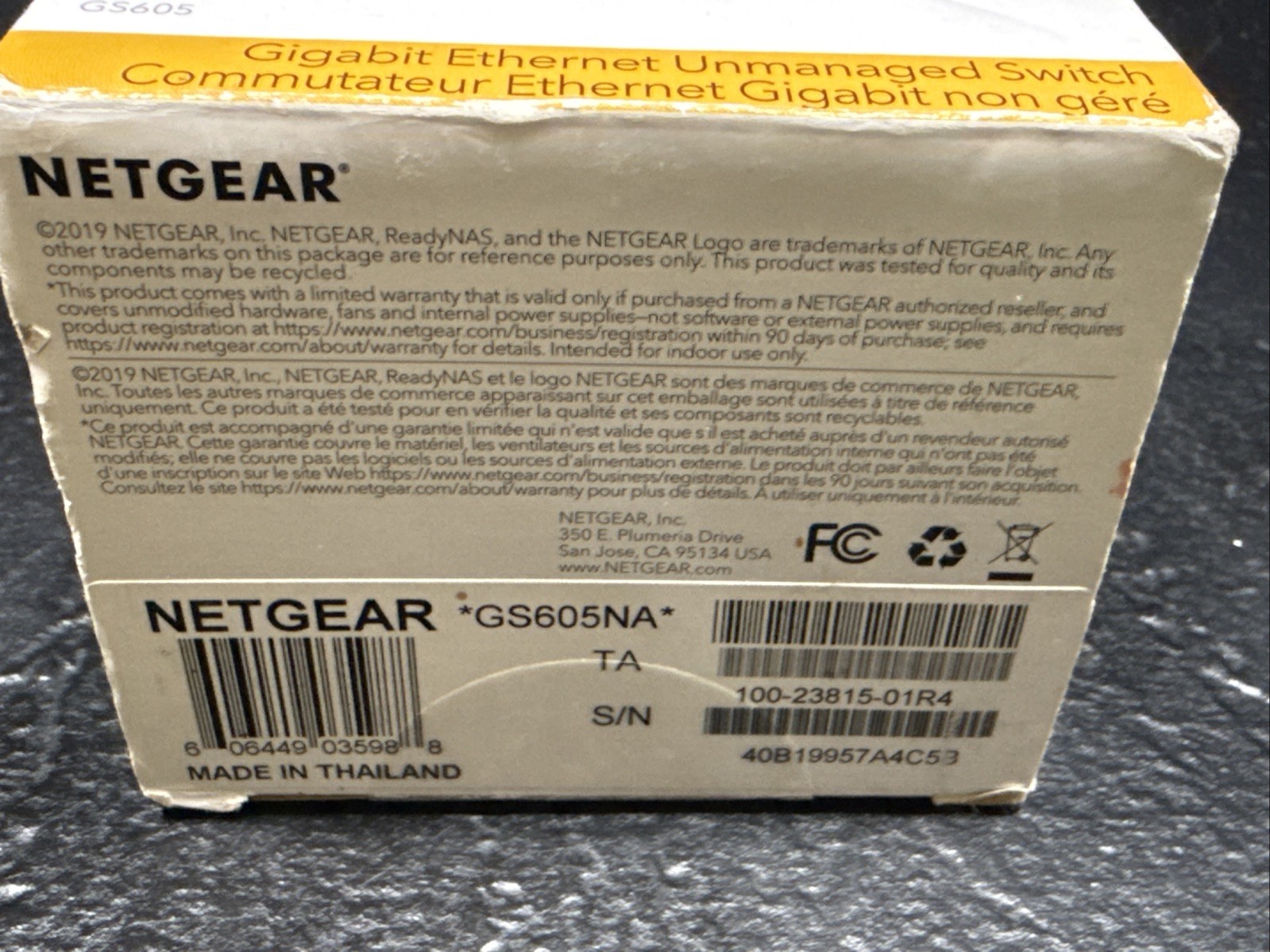 Netgear Business 5-Port Gigabit Ethernet Unmanaged Switch GS605 White New