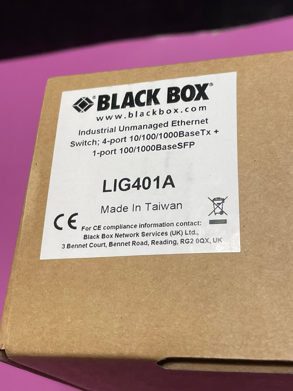 Black Box LBH2001A-H-LX Hardened Gigabit Media Converter Switch w/ AC Adapter
