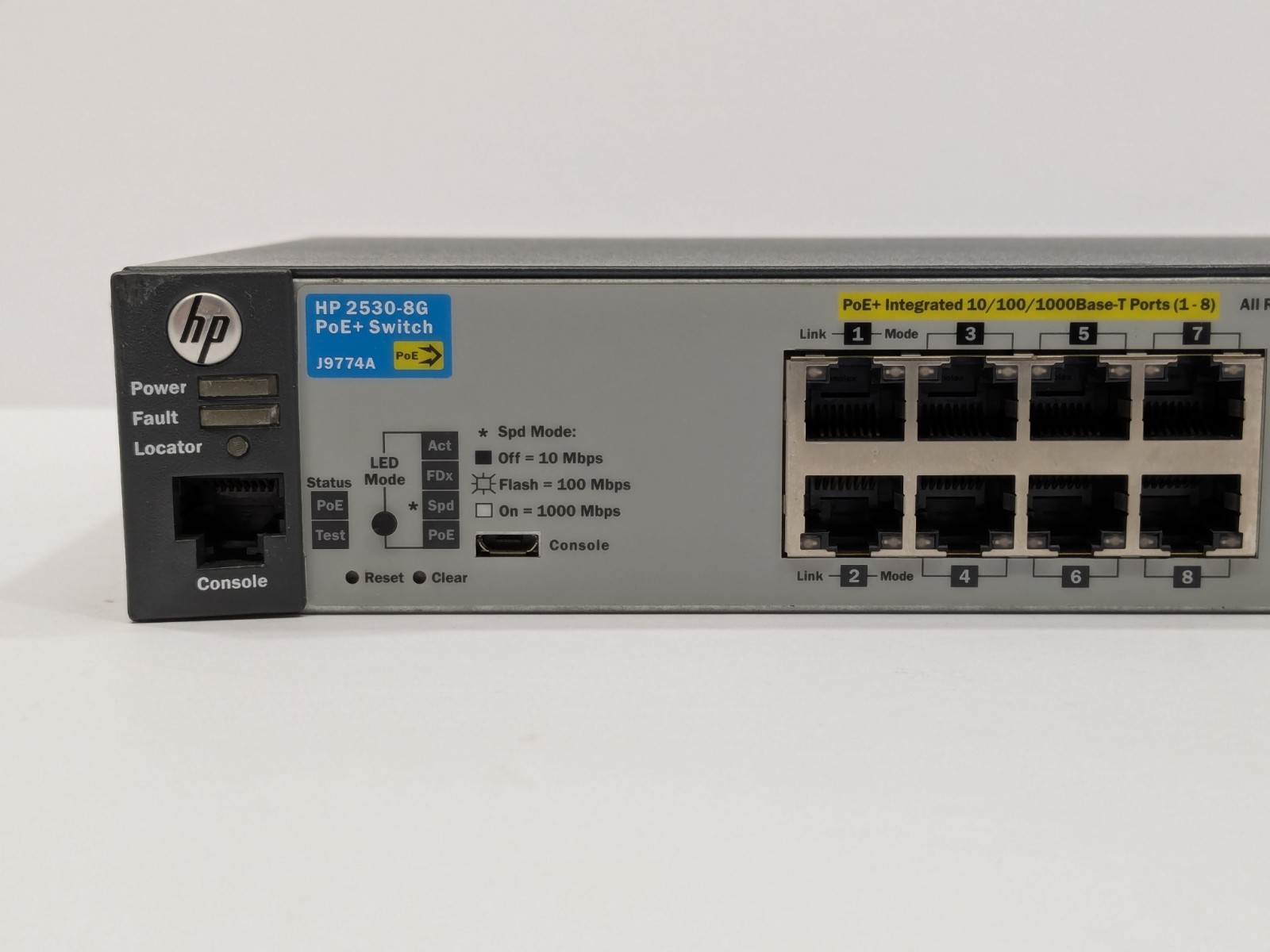 HP/HPE 2530F 8G PoE+ 2SFP (J9774A) 8 Port Layer 2 Managed Switch – No Adapter
