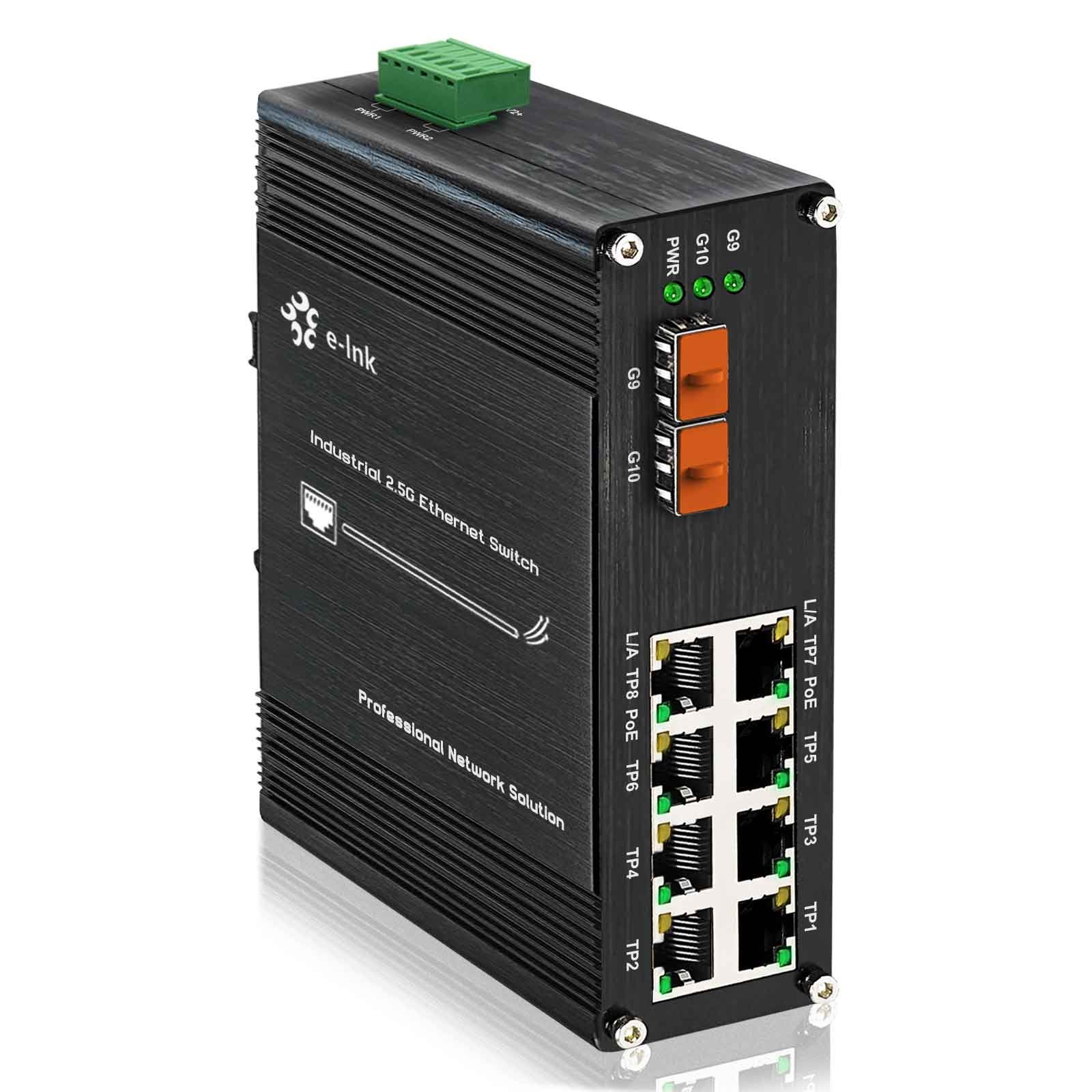 Industrial PoE Switch 8-Port 2.5G Multi-Gig 2-Port 10G SFP+ Hardened DIN-Rail