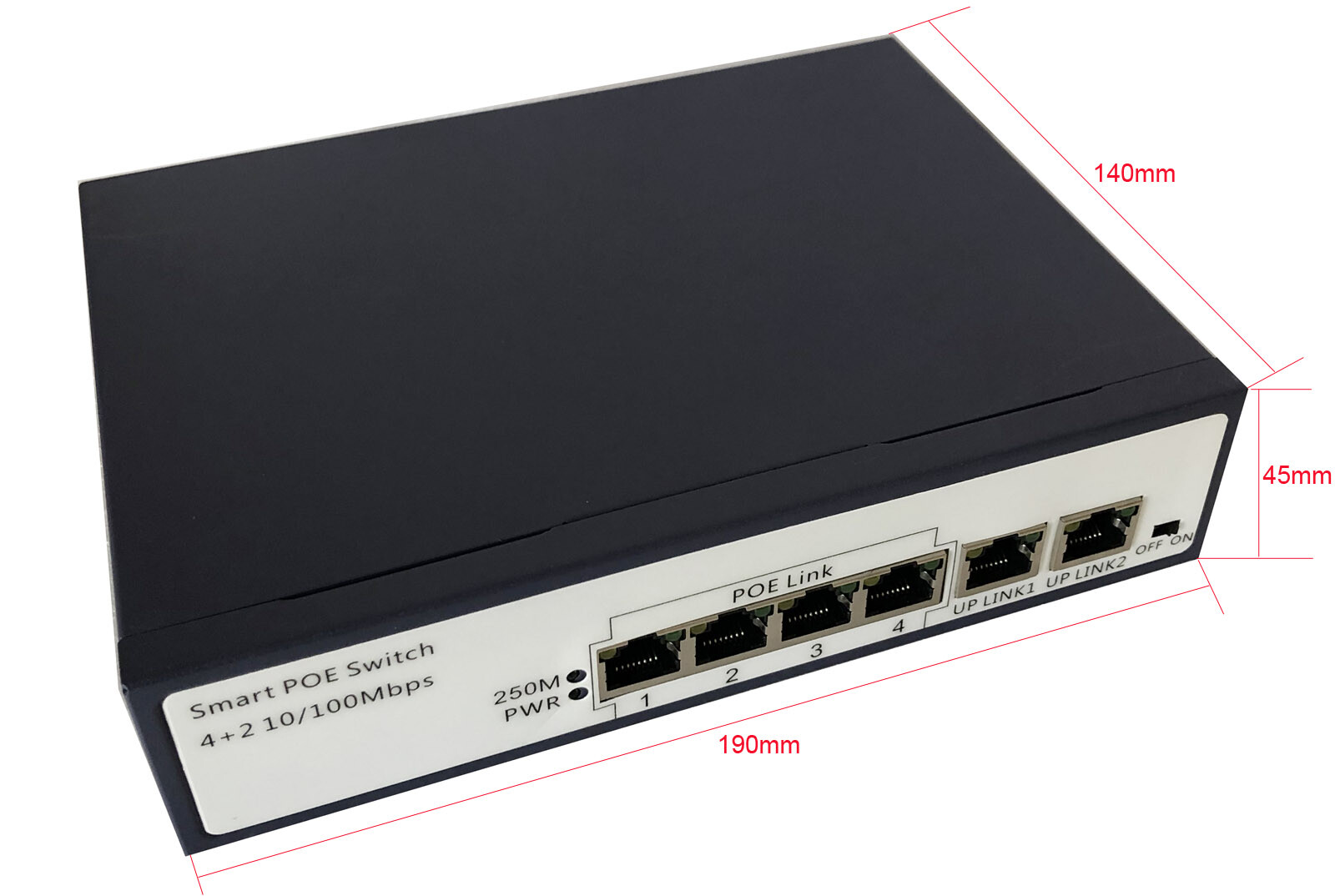 4CH POE SWITCH 4 PoE Ports + 2 Uplink IEEE802.3AF/AT For CCTV Camera Networking