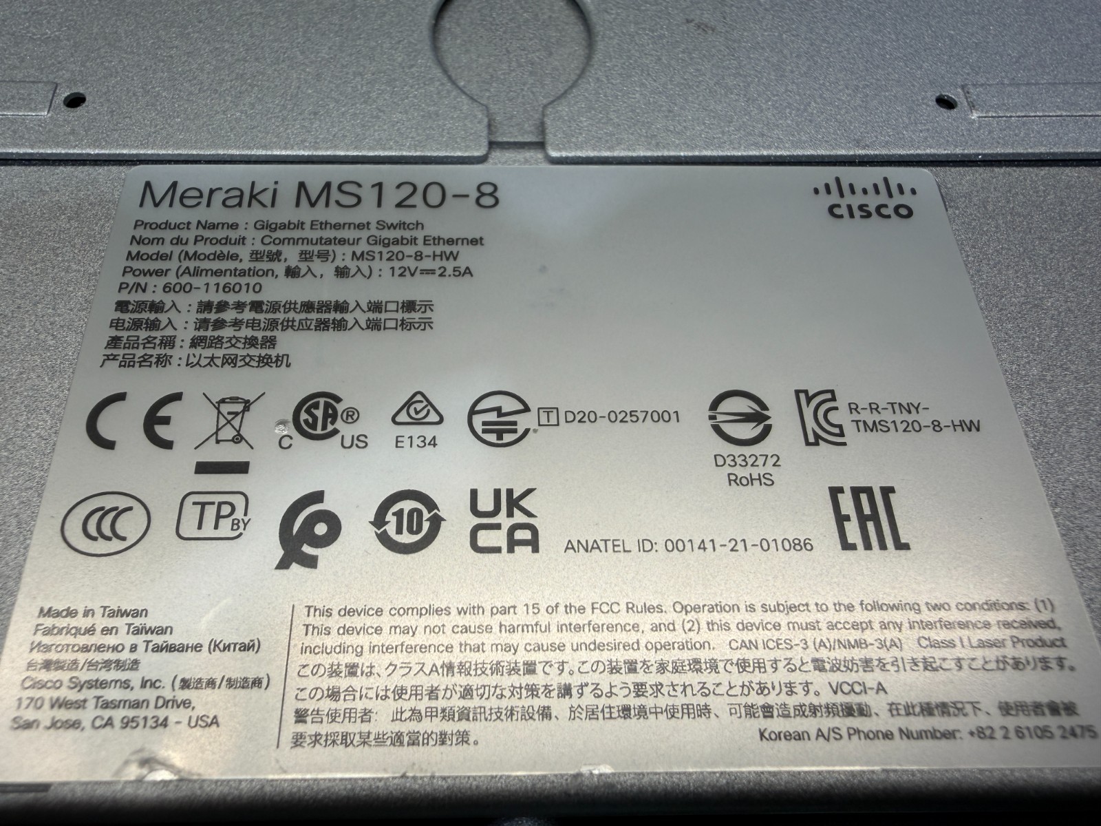 LOT OF 2 CISCO MERAKI MS120-8LP 8 Port PoE Gigabit Ethernet Switch — Unclaimed