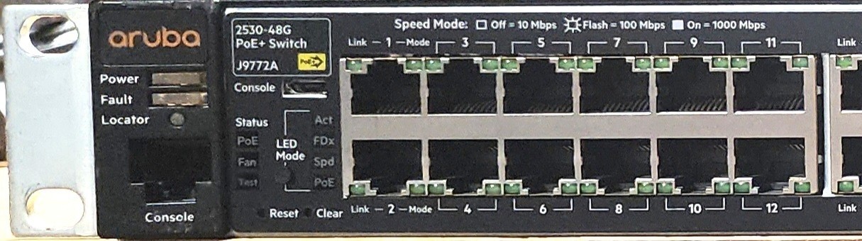 HPE Aruba J9772A 2530-48G PoE+ 48-Port Gigabit Ethernet Switch–Tested – W/ Ears