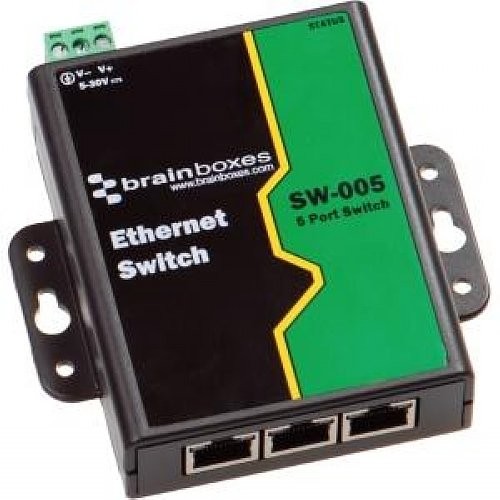 Brainboxes SW005 Unmanaged Ethernet Switch 5 Ports RJ-45 10/100