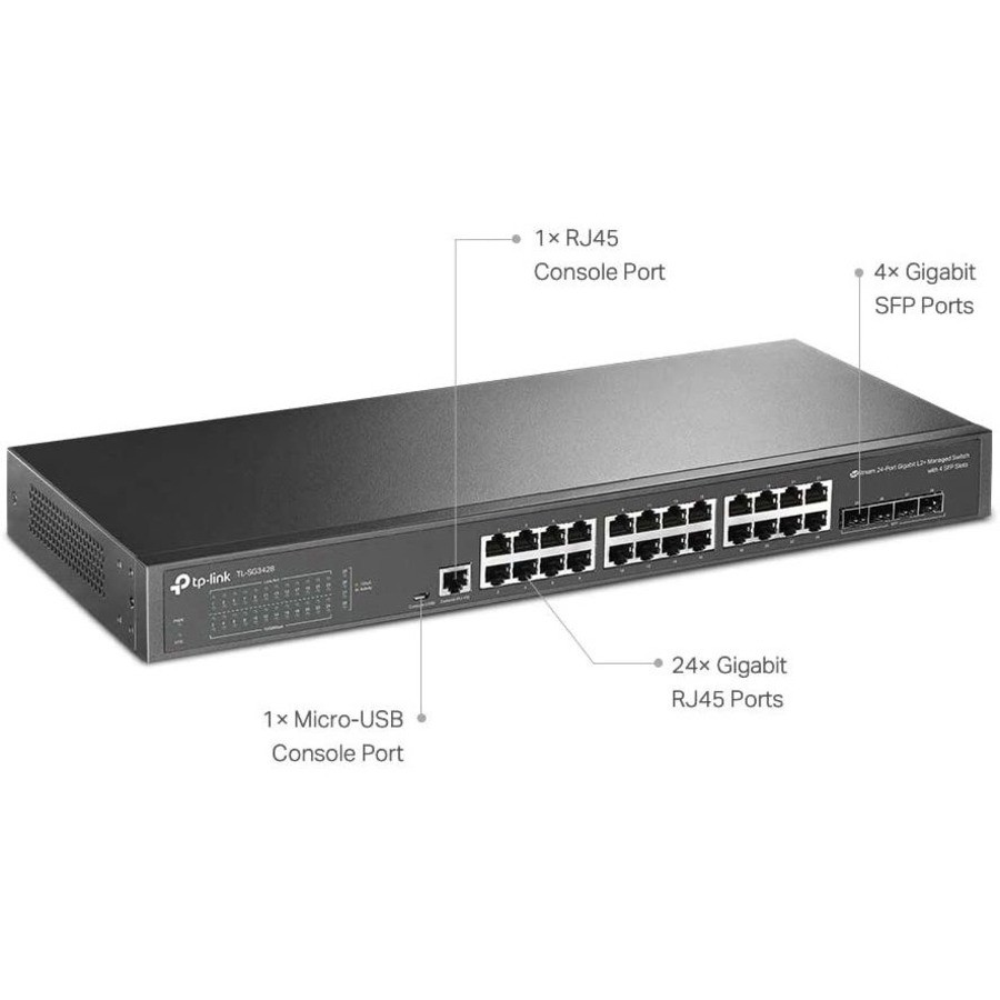 TP-Link JetStream 24-Port Gigabit L2 Managed Switch with 4 SFP Slots (TL-SG3428)