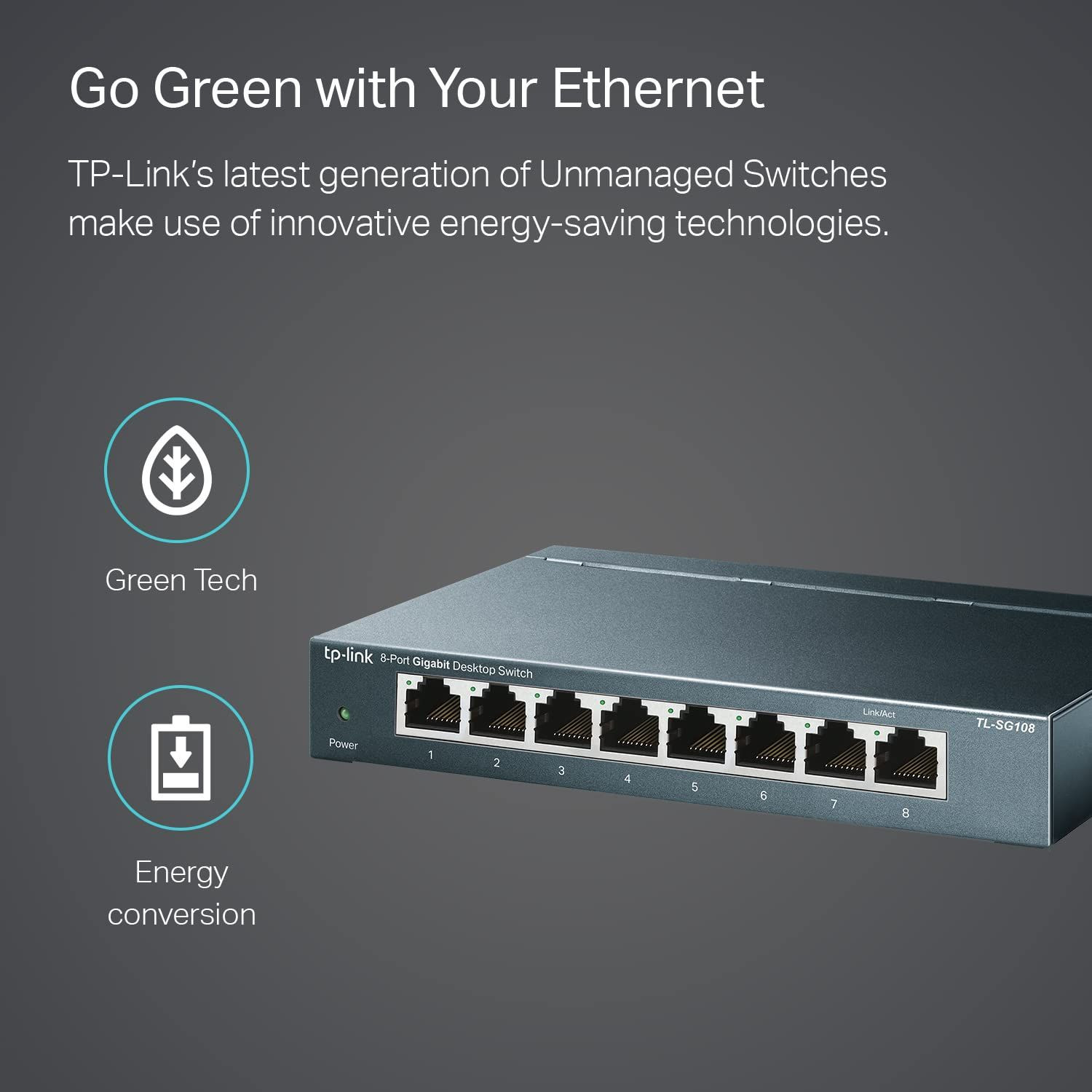 TP-Link 8 Port Gigabit Ethernet Network Switch – 8 Port, 1Gig, Black