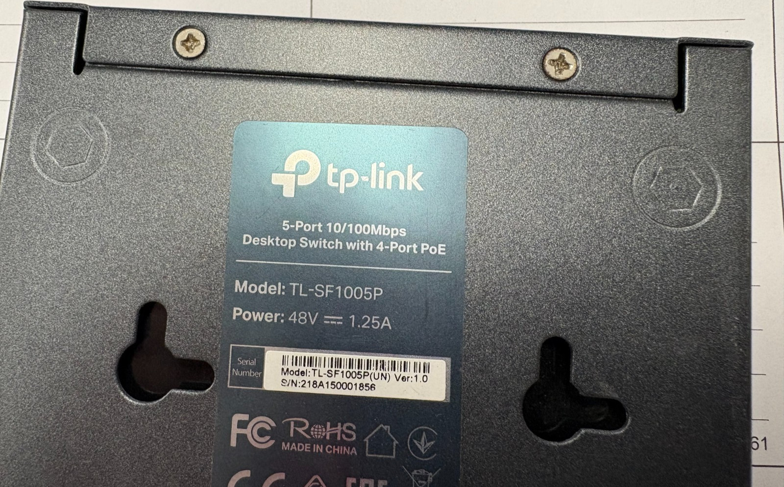 TP-LINK TL-SF1005P DESKTOP SWITCH WITH 4-PORT PoE, 5-PORT 10/100 MBPS PoE+
