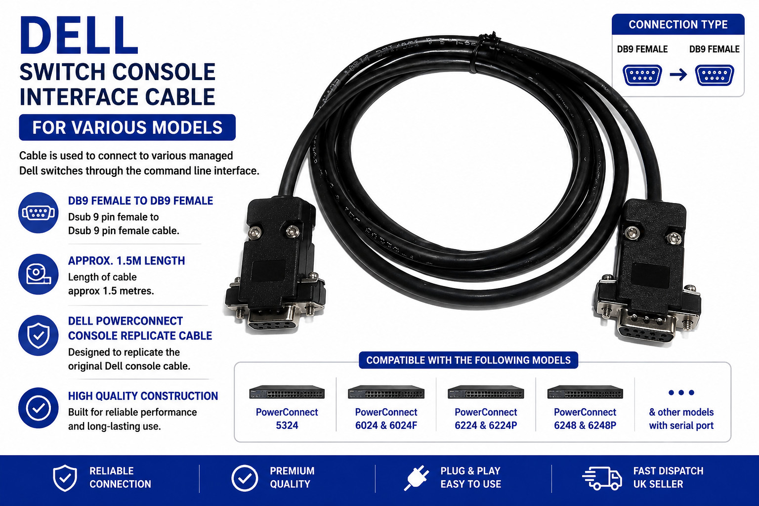 DELL POWERCONNECT 6248P SWITCH SERIAL CONSOLE CABLE