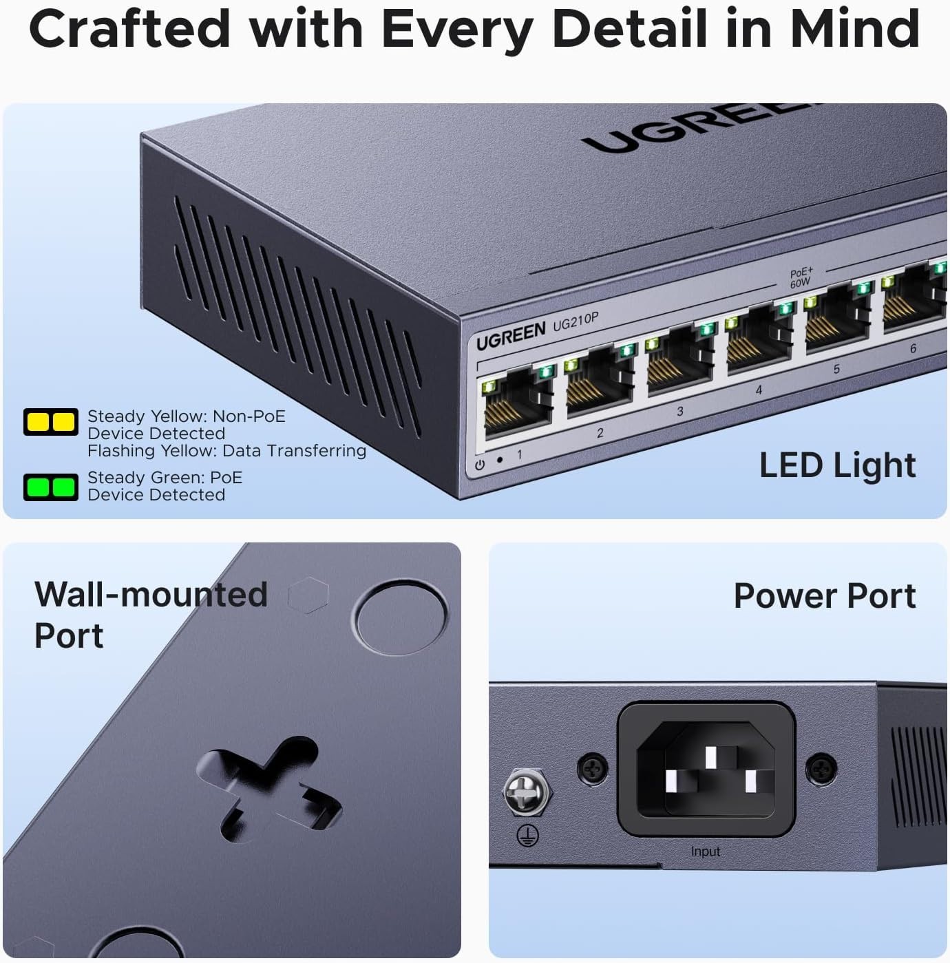 10-Port PoE Ethernet Switch with 8 Ports @60W for Superior Network Performance