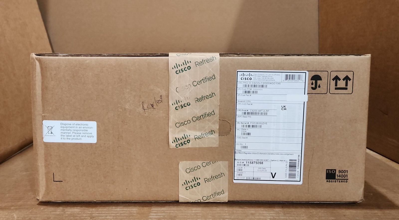 Cisco C9200-48T-A 48-Port GE PWR-C6-125WAC Network Advantage Refresh Sealed