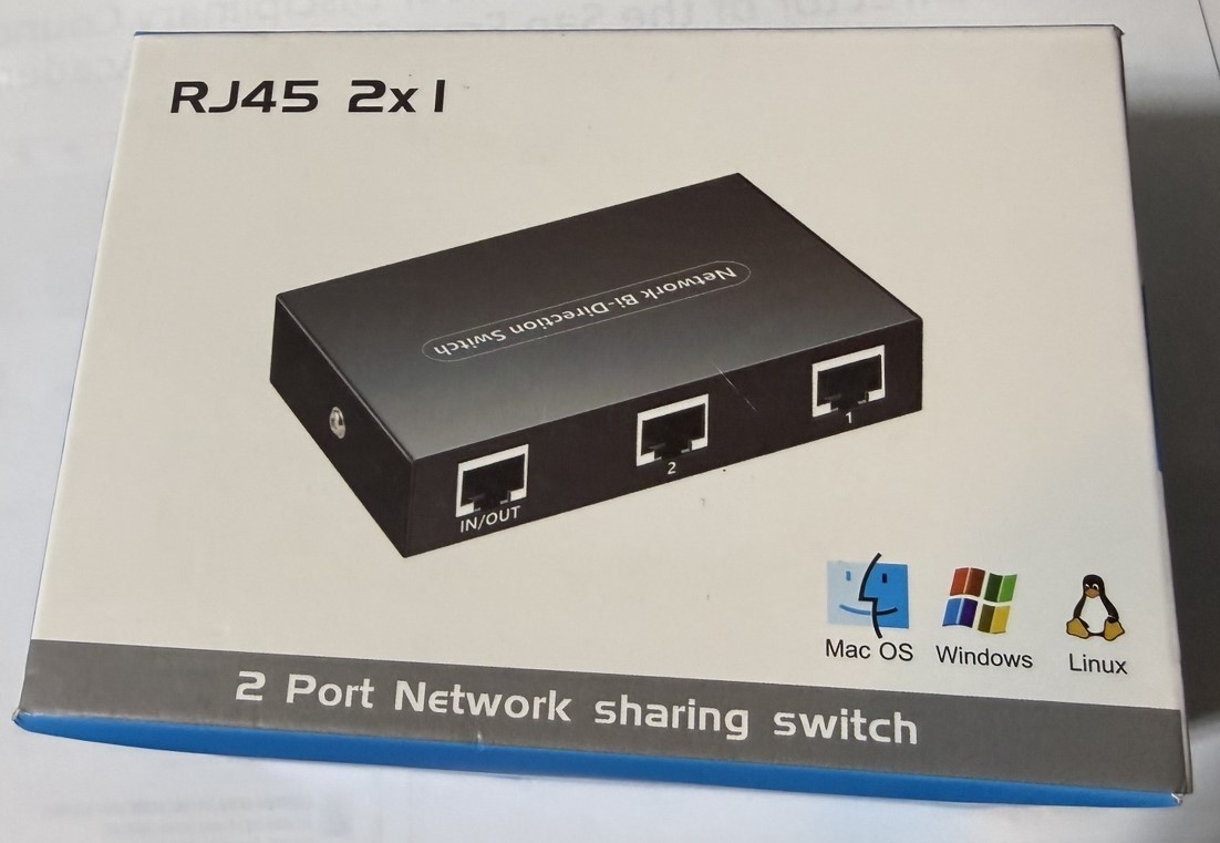 RJ45 2 Port Network Sharing Switch 2×1 Ethernet LAN Manual Selector Switch New