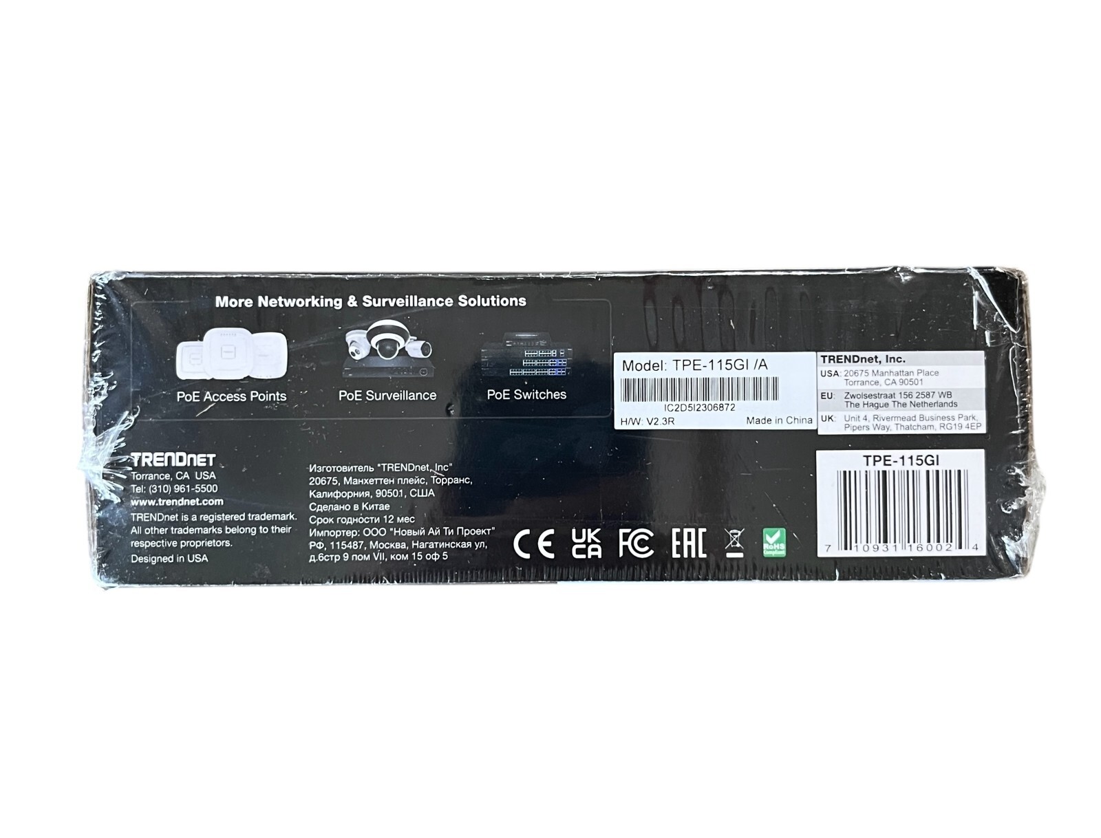 TRENDnet TPE-115GI Gigabit PoE+ Injector NEW Sealed Box