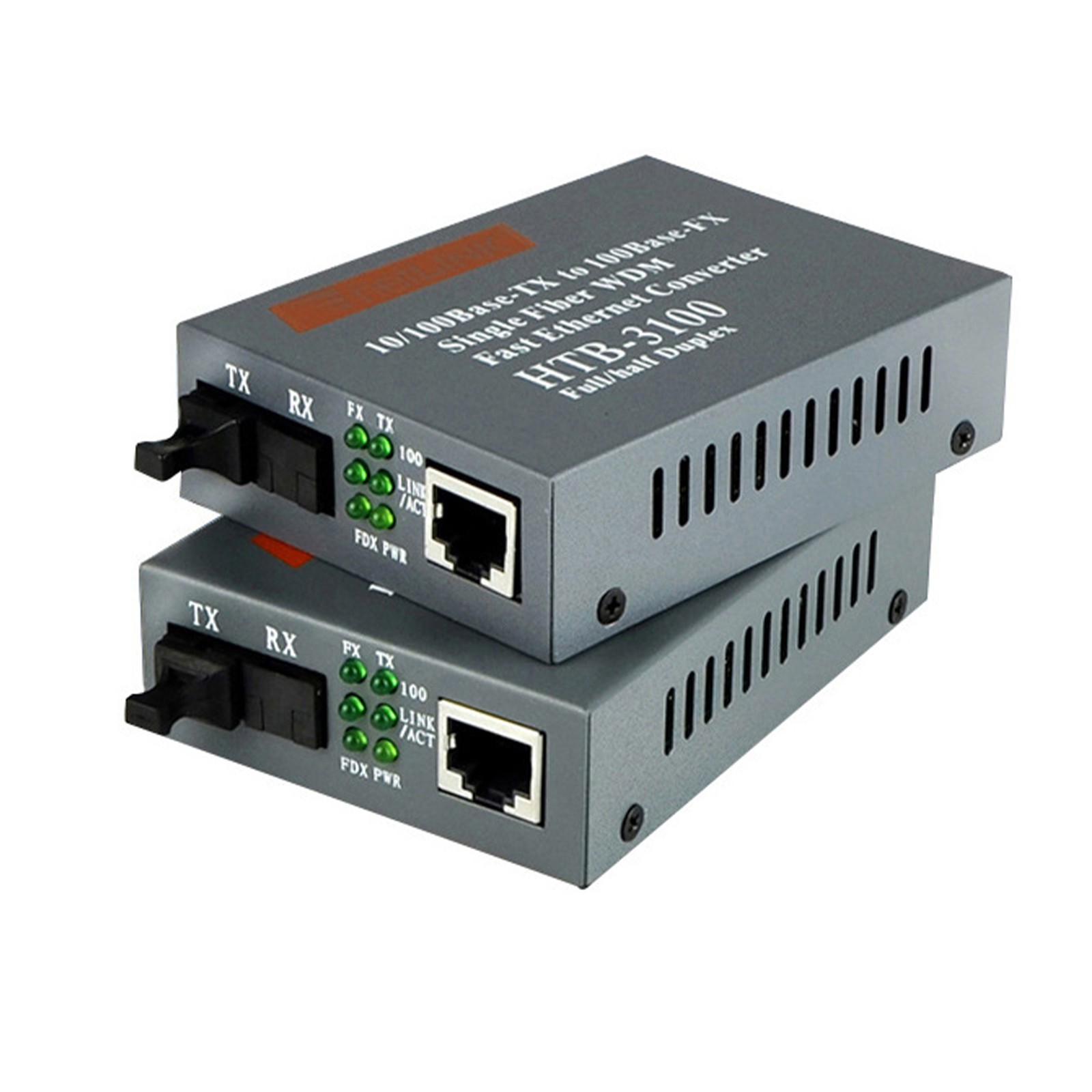 1 Pair 25KM Fiber Media Converter Adapter 10/100M SM Single Fiber SC Port