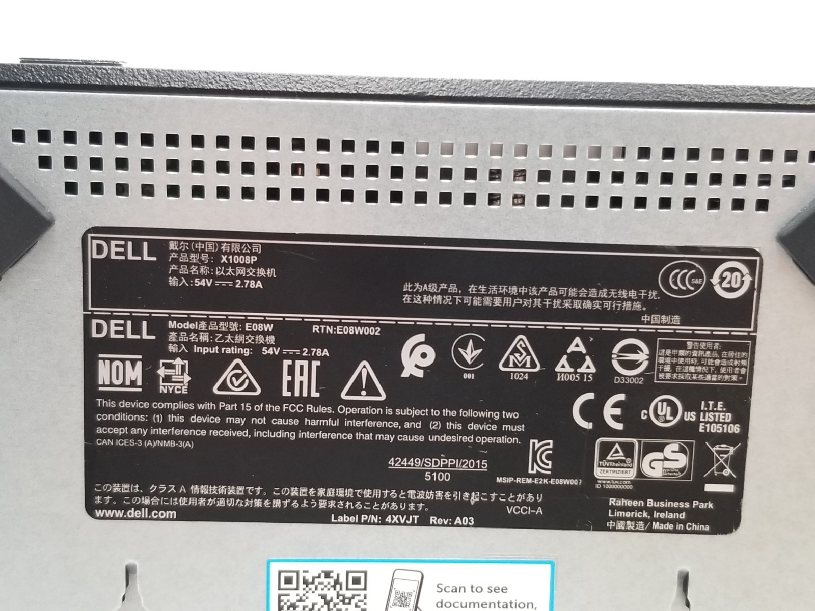 Dell X1008P 8 Port Managed POE Gigabit Ethernet Switch Network