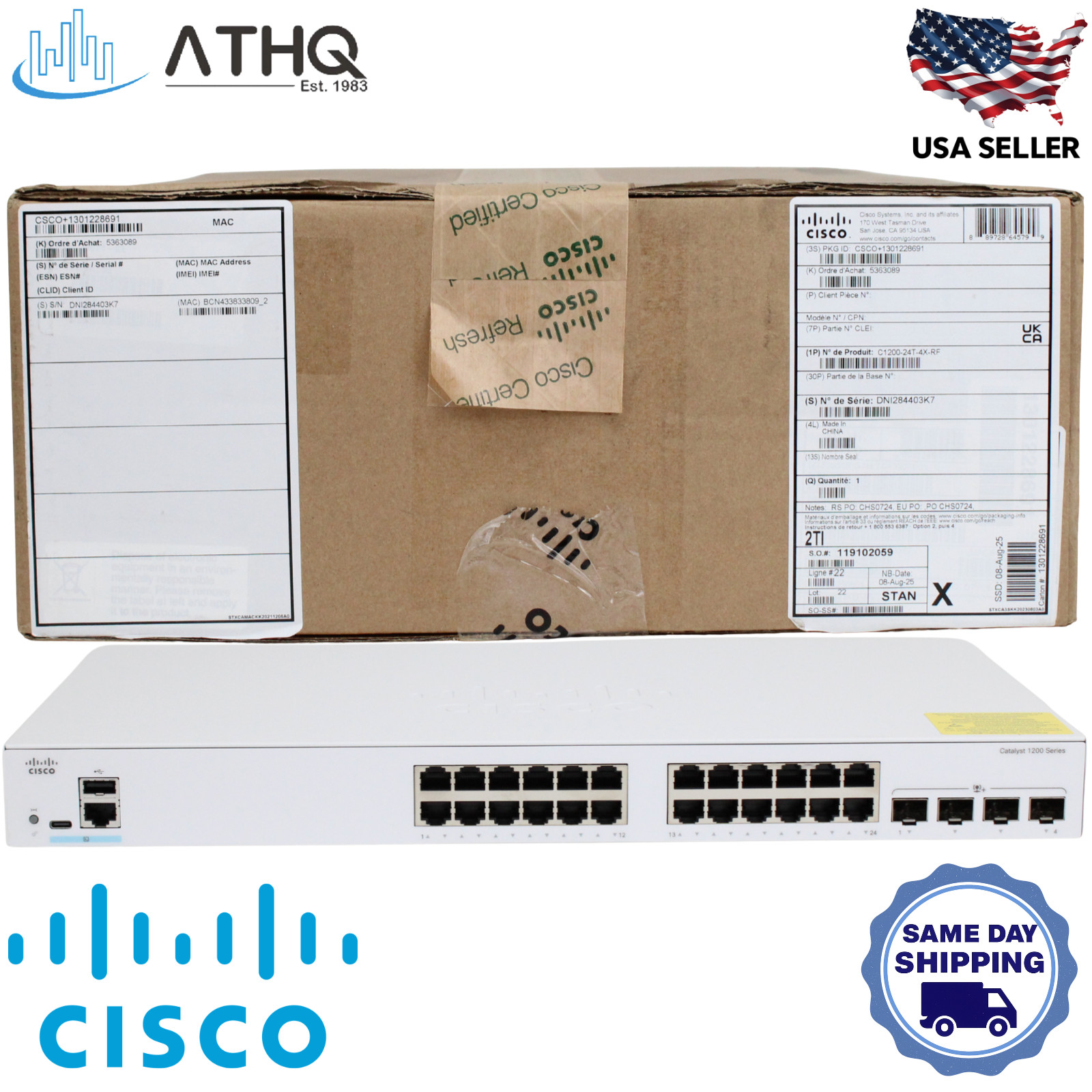 Cisco Catalyst C1200-24T-4X 24-Port Gigabit Managed Switch 4x10G SFP+ L3 Refresh