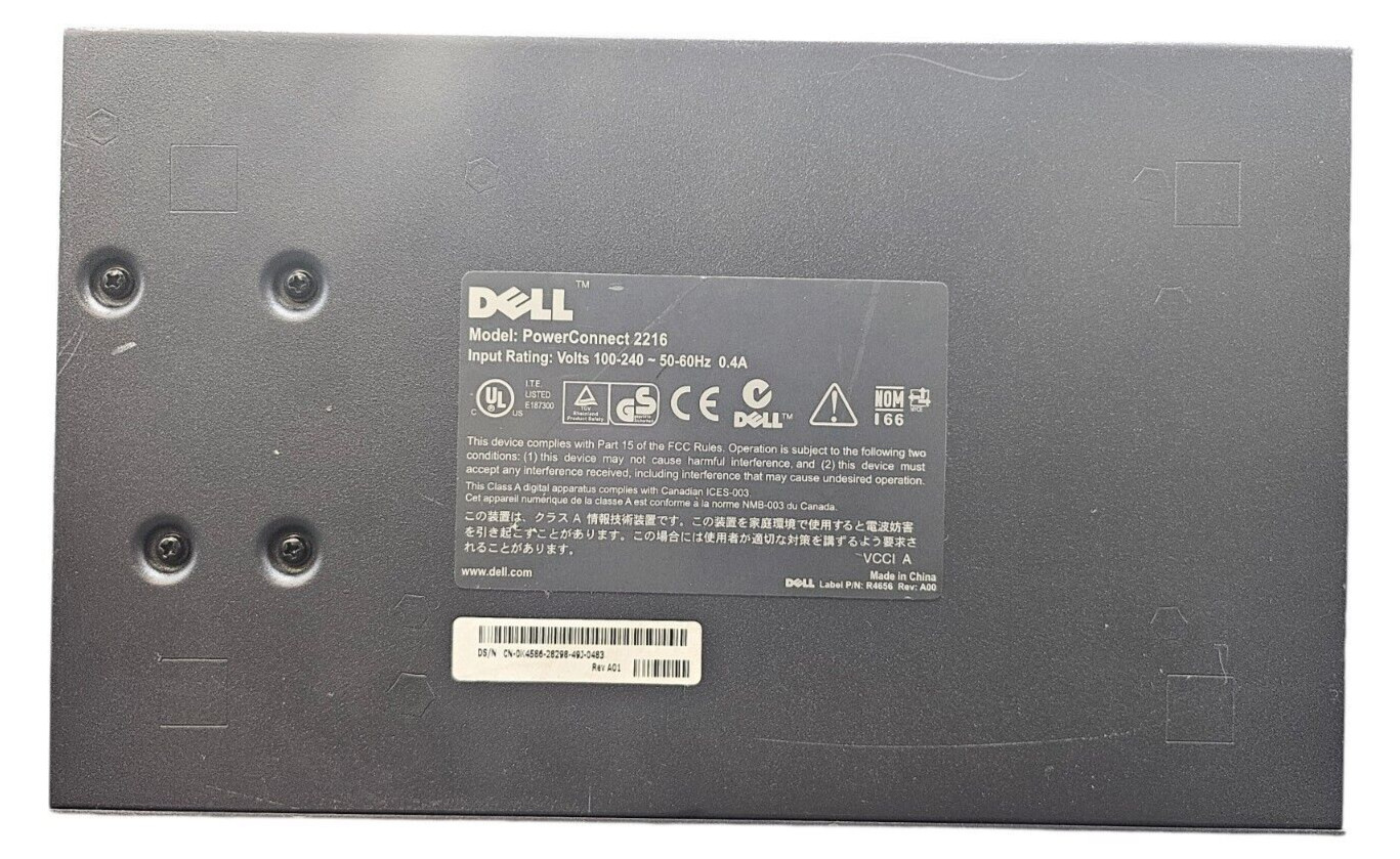 Dell PowerConnect 2216 | 16-Port Managed Ethernet Switch | No Rack Ears