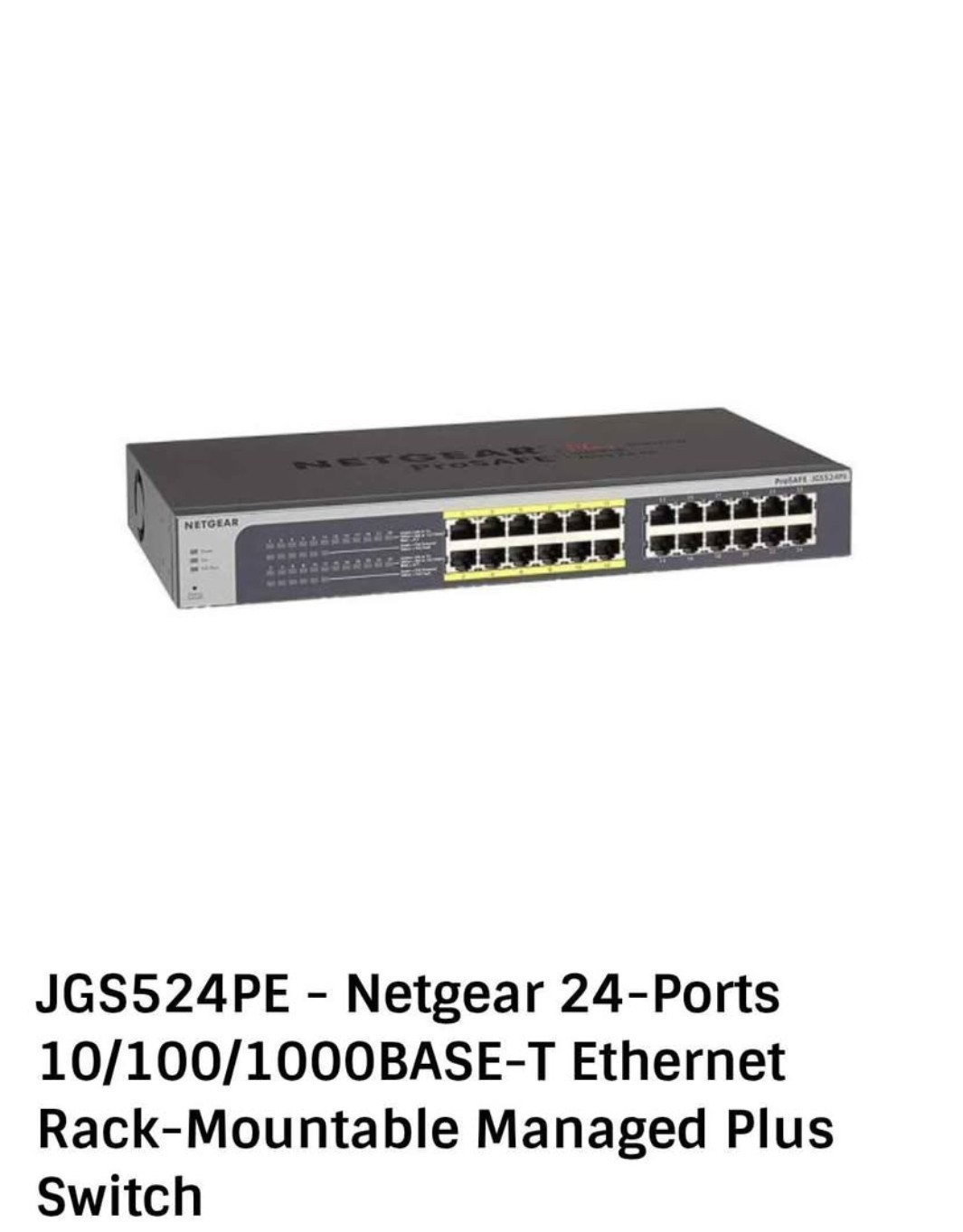 NETGEAR JGS524PE 24 Port Rack Mountable Ethernet Switch