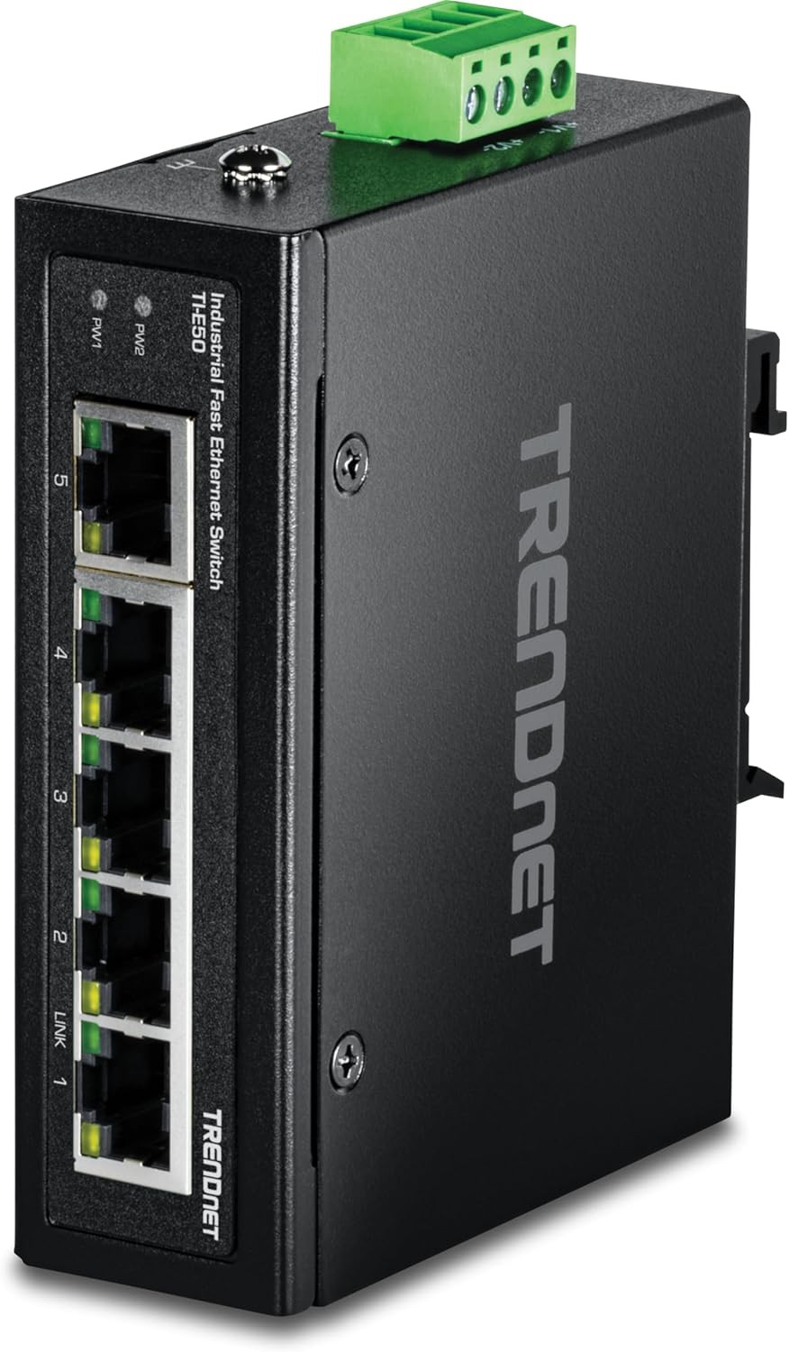 5-Port Industrial Fast Ethernet Din-Rail Switch, TI-E50, 5 X Fast Ethernet Ports