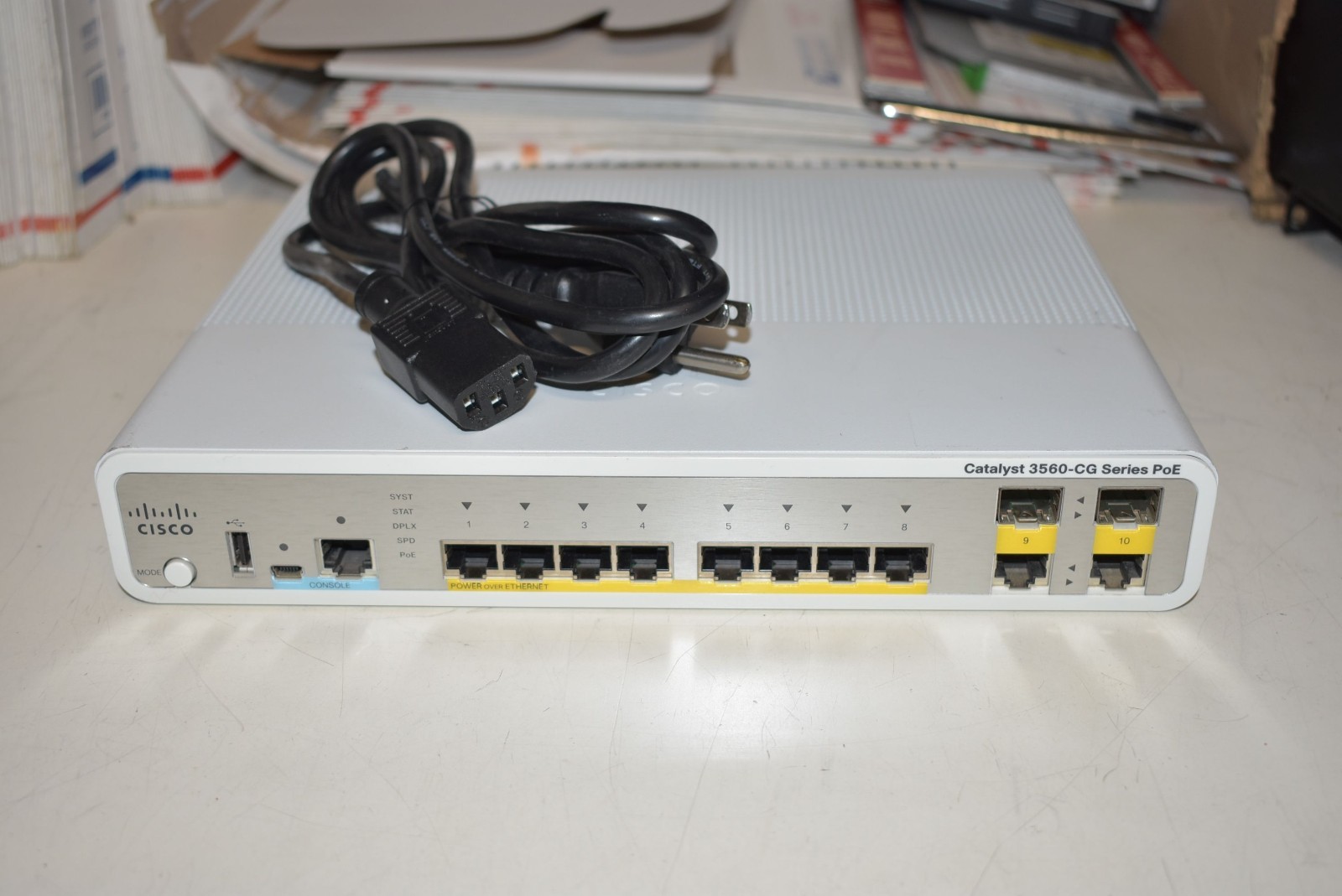 CISCO WS-C3560CG-8PC-S 8 PORT GIGABIT POE+ L2/L4 SWITCH W/2 SFP 124W IP BASE
