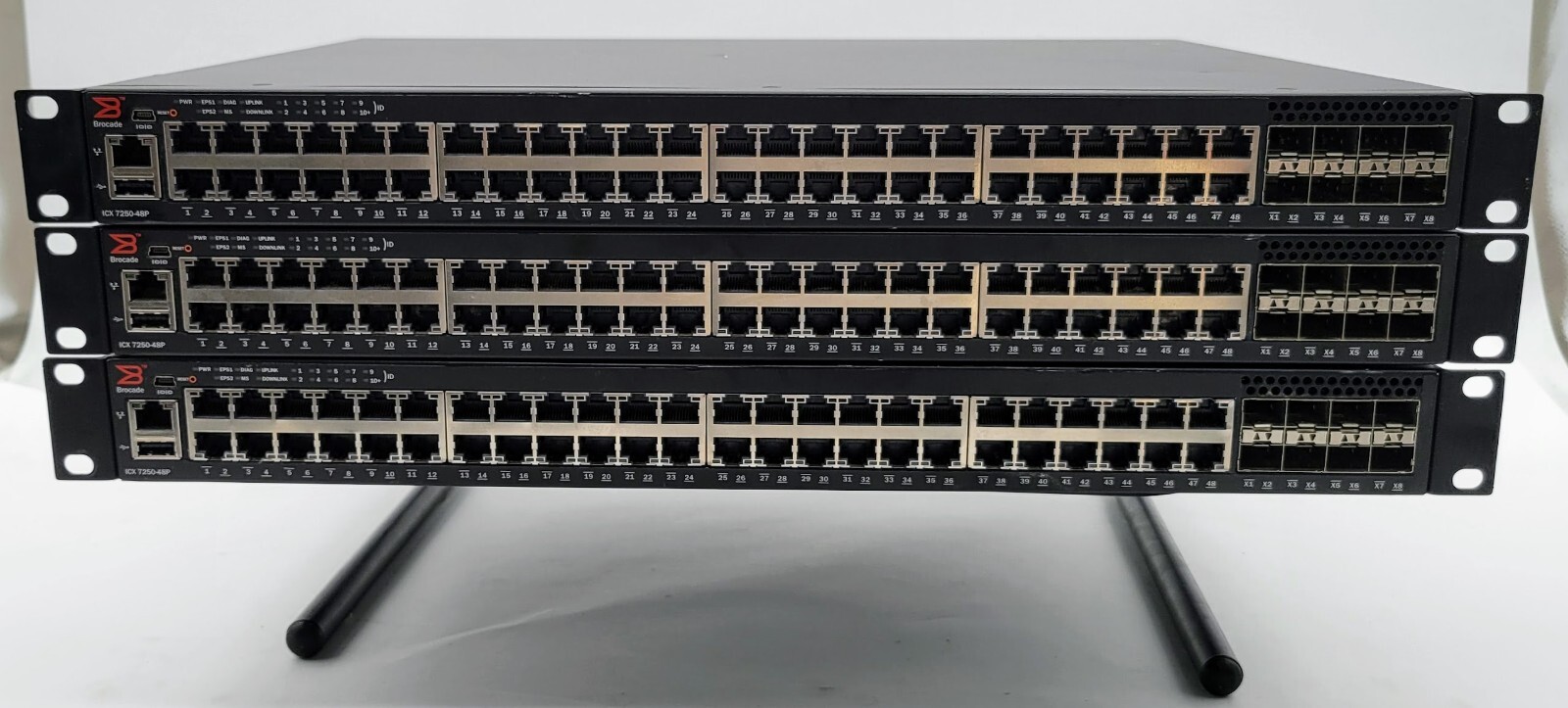 LOT OF 3 Brocade ICX 7250-48P 48-Port Gigabit Ethernet Network Switch