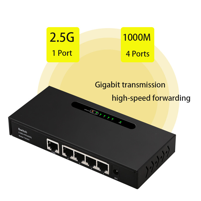 2.5G+4 Port Gigabit Switch Adapter 10/100/1000Mbps Internet Splitter RJ45 Hub
