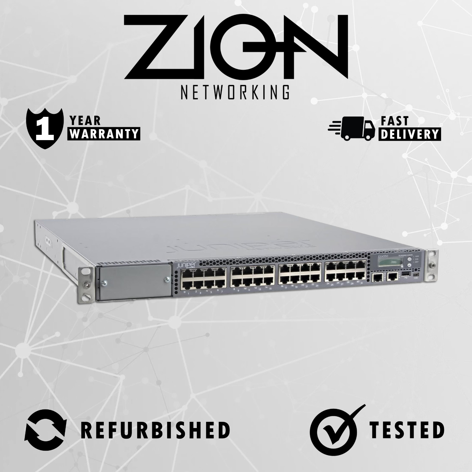 Juniper EX4550-32F-AFI 32 Port 10G SFP Back to Front AF 2 x AC- 1 YEAR Warranty