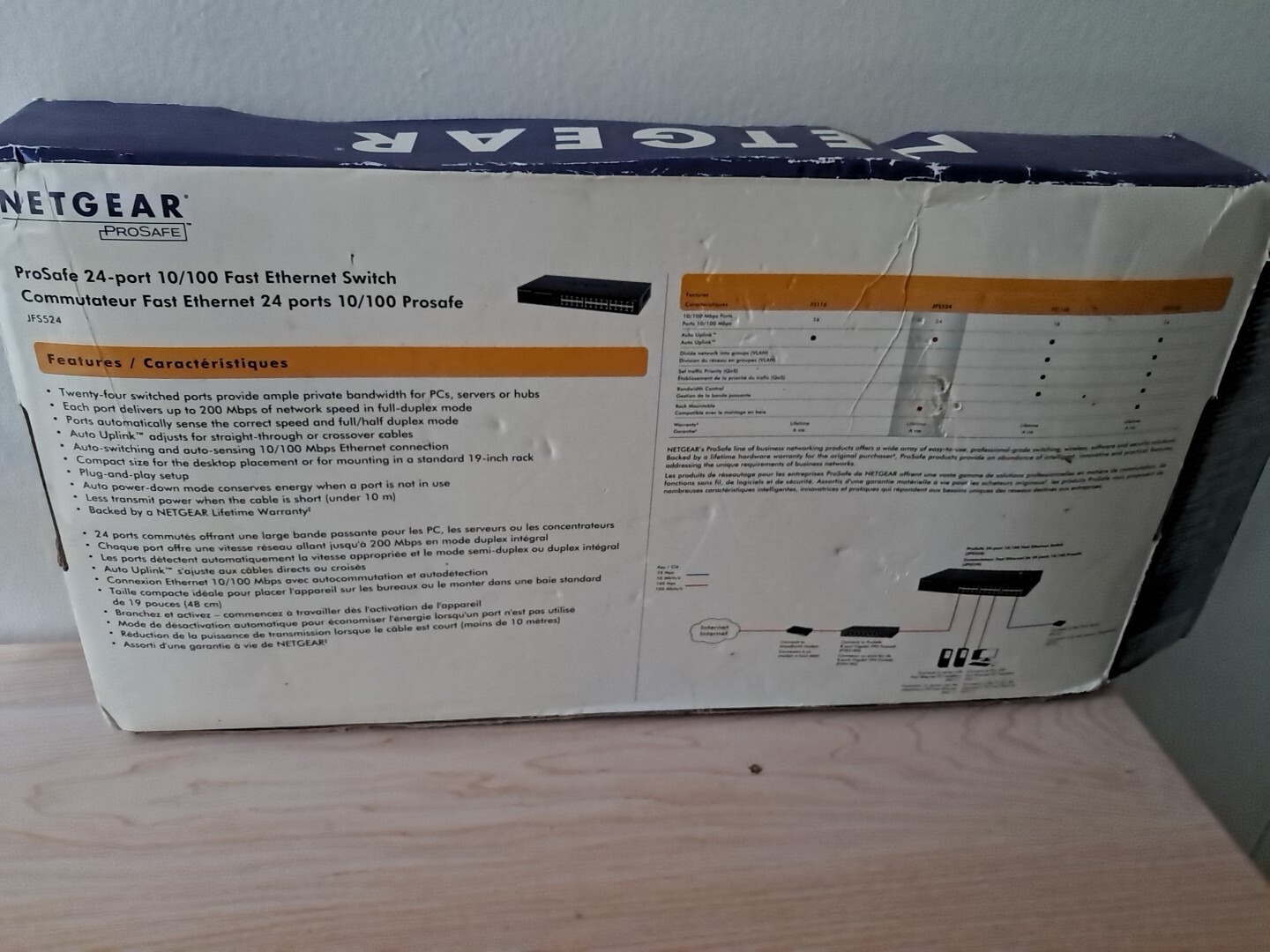 NETGEAR JFS524 PROSAFE 24-PORT 10/100 ETHERNET SWITCH – open box