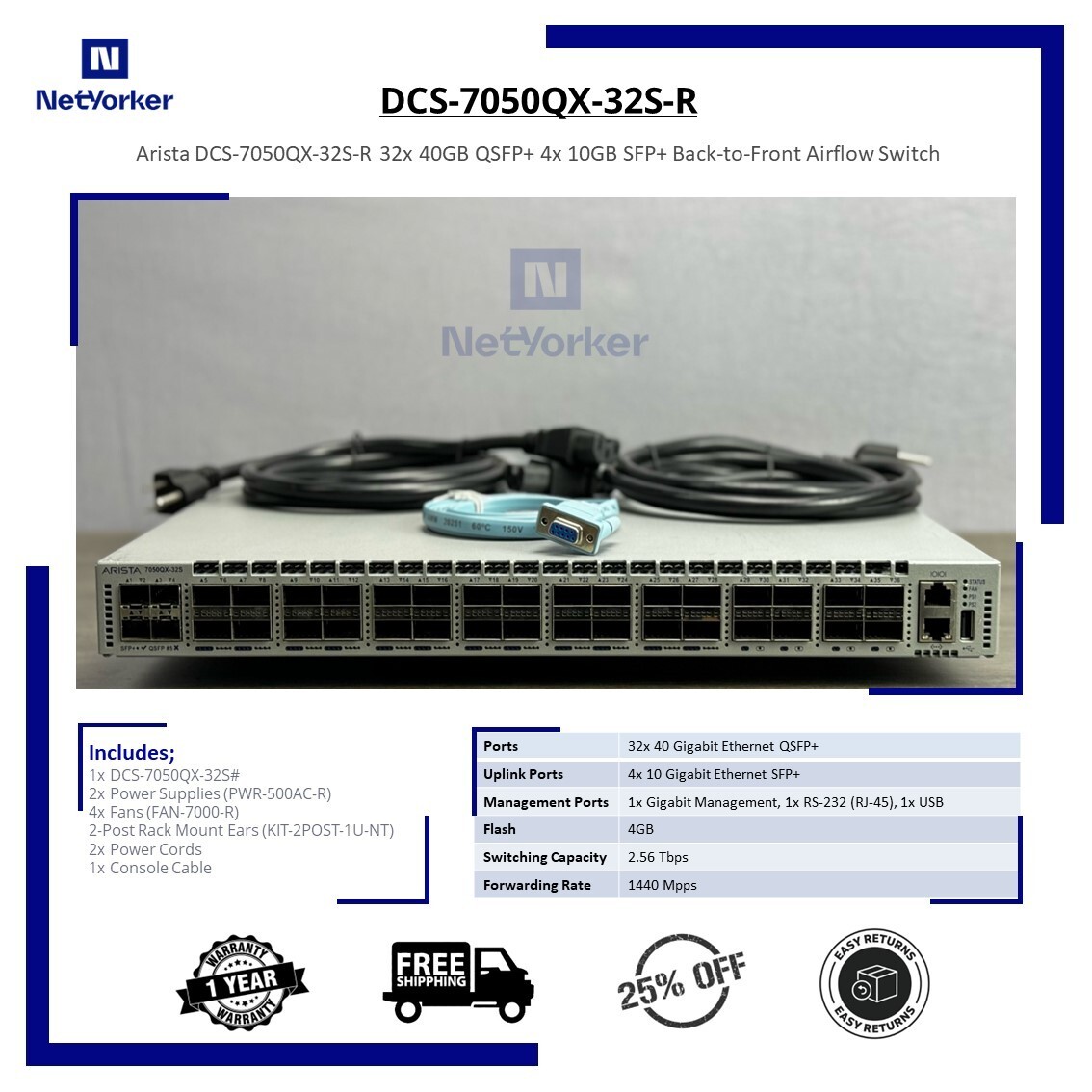 Arista DCS-7050QX-32S-R 32 Port Switch W/ Dual Power – Same Day Shipping