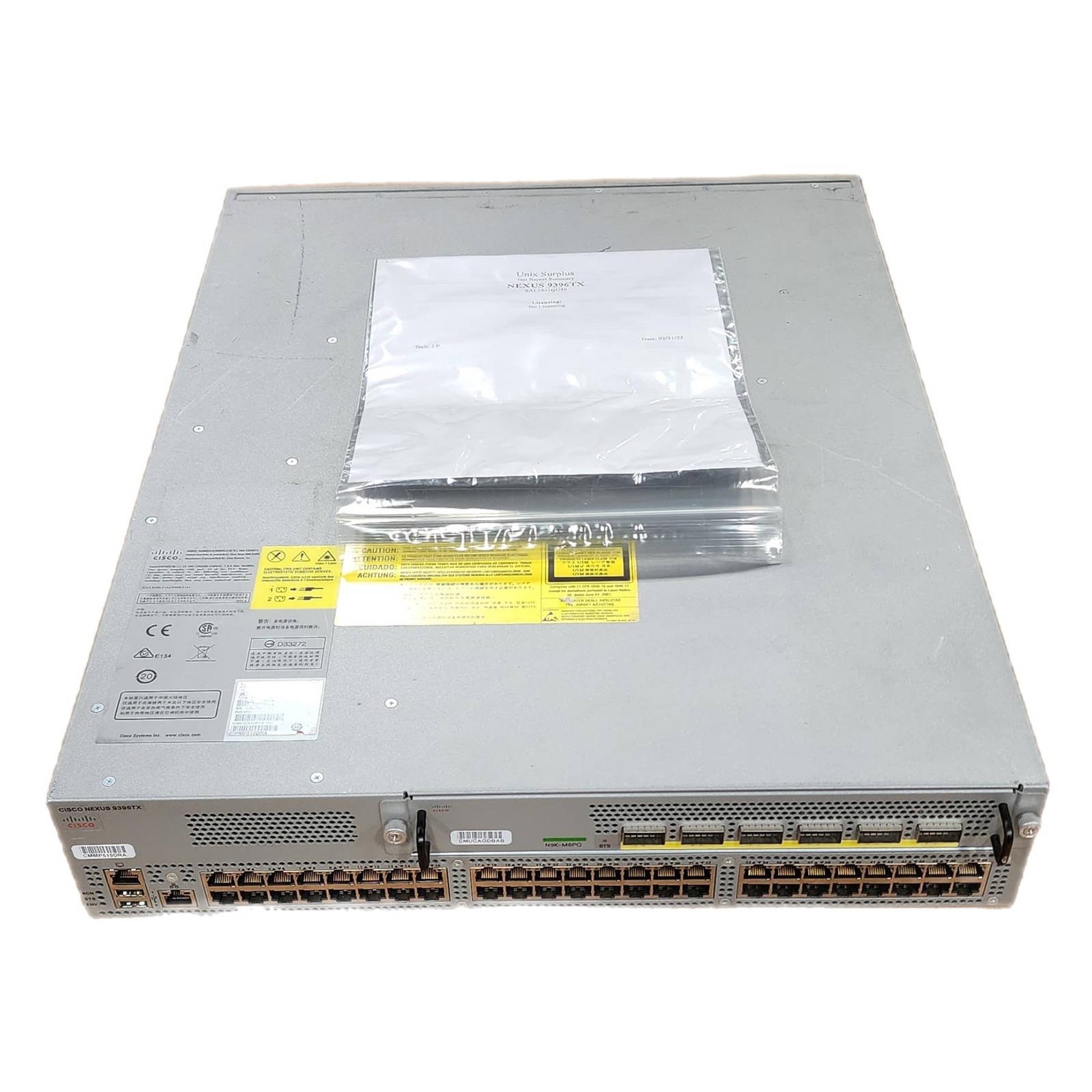 48 Port 10GB RJ45 Cisco Nexus N9K-C9396TX Switch Dual PSU | 6x 40GbE QSFP+