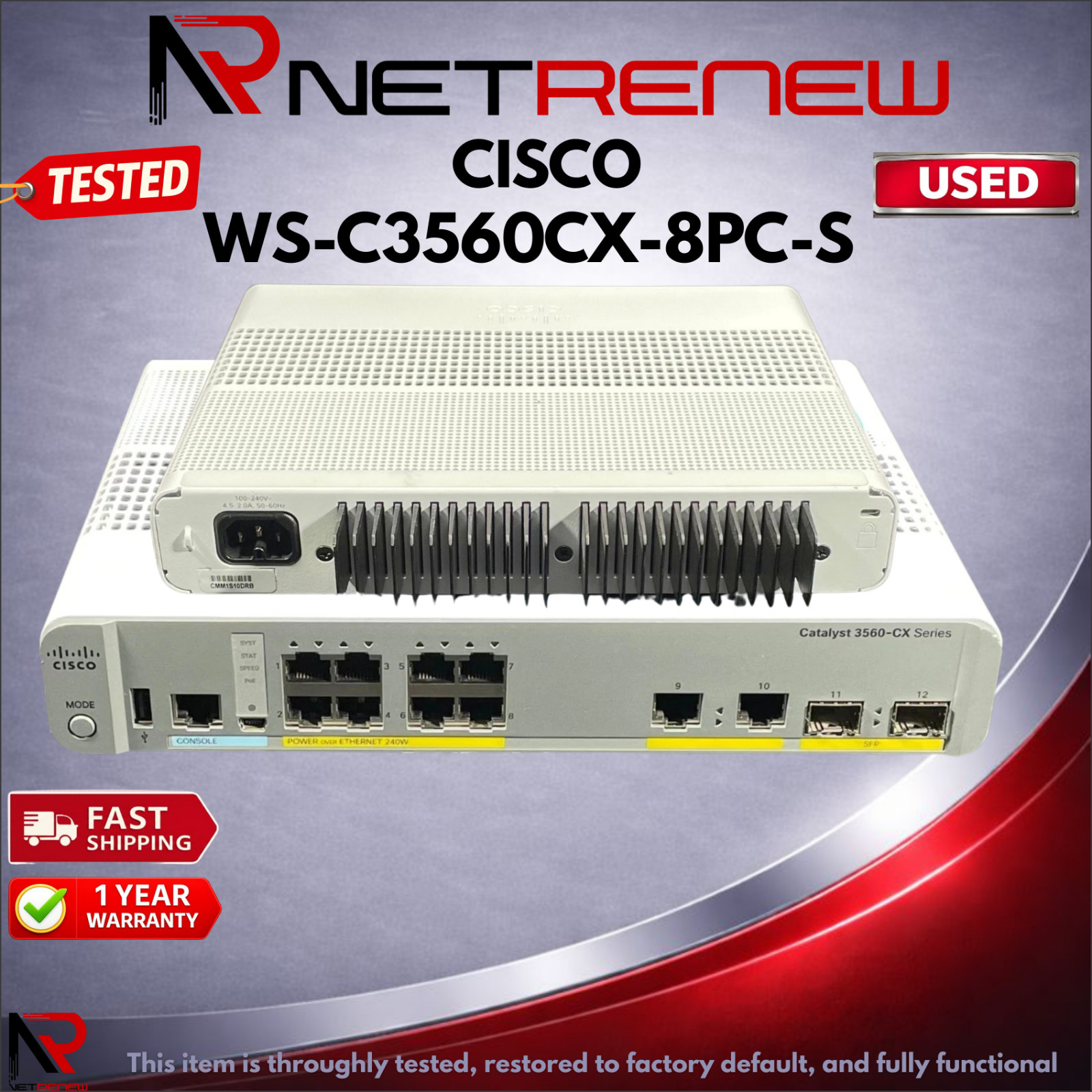 Cisco WS-C3560CX-8PC-S 3560CX 8 Port Ethernet Switch