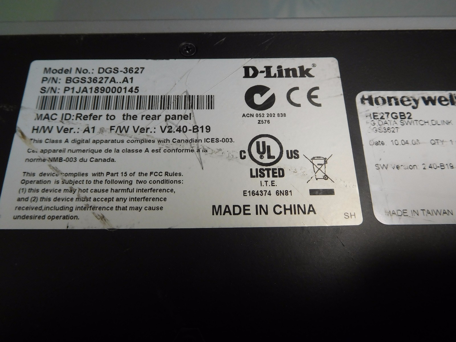 D-Link xStack DGS-3627 24-Port Gigabit Switch w/ DEM-410X XFP DEM-410CX CX4