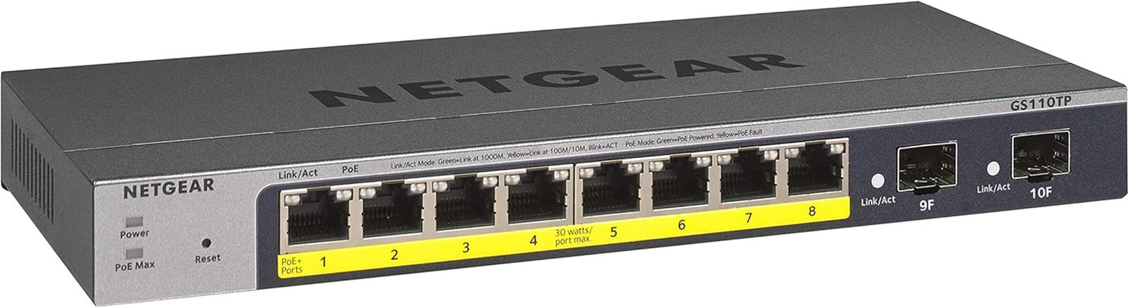 10-Port Poe Gigabit Ethernet Smart Switch (GS110TP) – Managed, with 8 X Poe+ @ 5