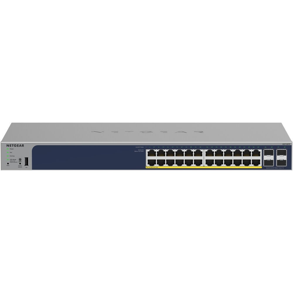 Netgear GS728TP 24-Port PoE+ Gigabit Smart Managed Switch 4x SFP – Used