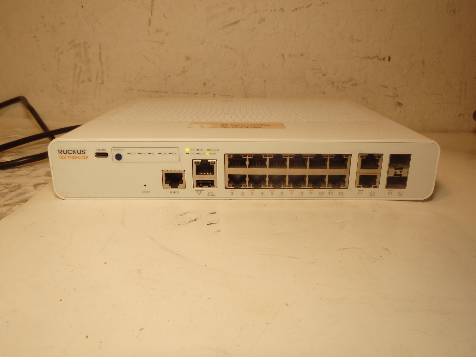Ruckus ICX 7150-C12P 12-Ports Rack Compact 1G PoE Ethernet Switch
