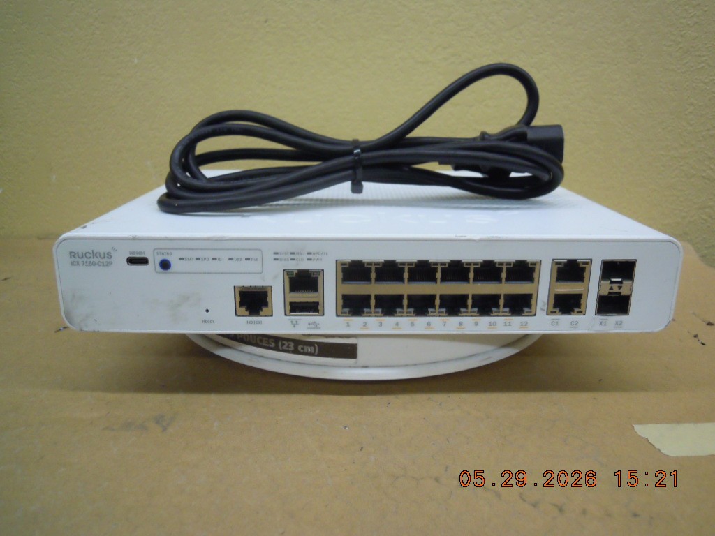 Ruckus ICX7150-C12P-2X10GR Compact Switch | 12 x 1GE PoE+ & 2 x 10G SFP+ *Tested