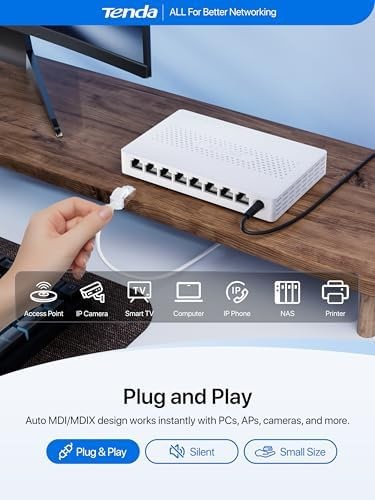 Tenda 8 Port 2.5G Ethernet Switch, Multi-Gigabit 2.5Gb Ethernet Splitter, Unm…