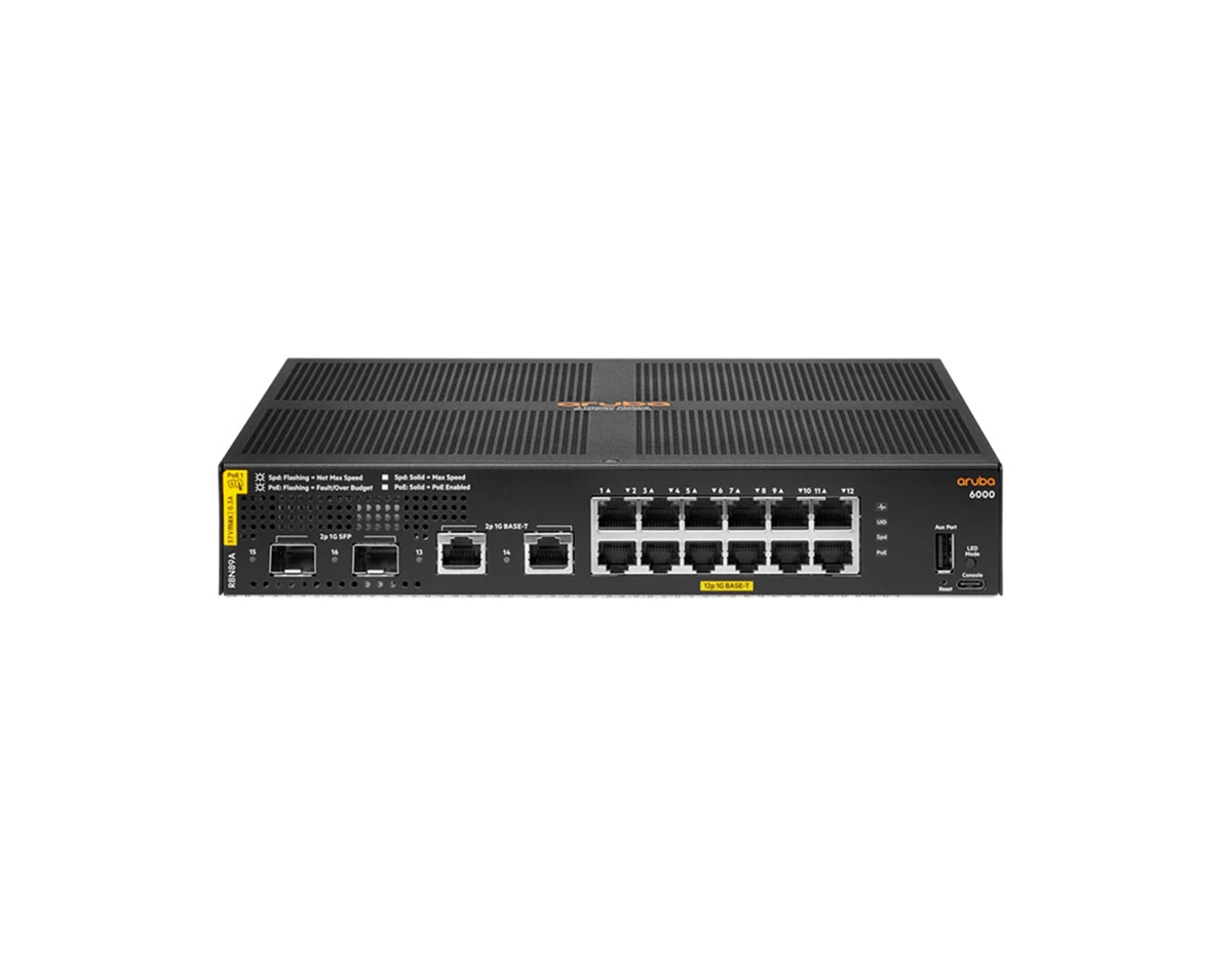 HPE R8N89A Aruba 6000 12G Class4 PoE 2G/2SFP 139W Switch New Sealed
