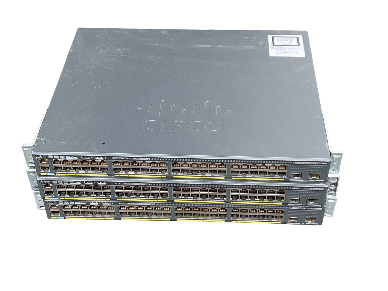 Lot Of(3) Cisco Genuine WS-C2960X-48FPD-L 48 Port PoE Switch.