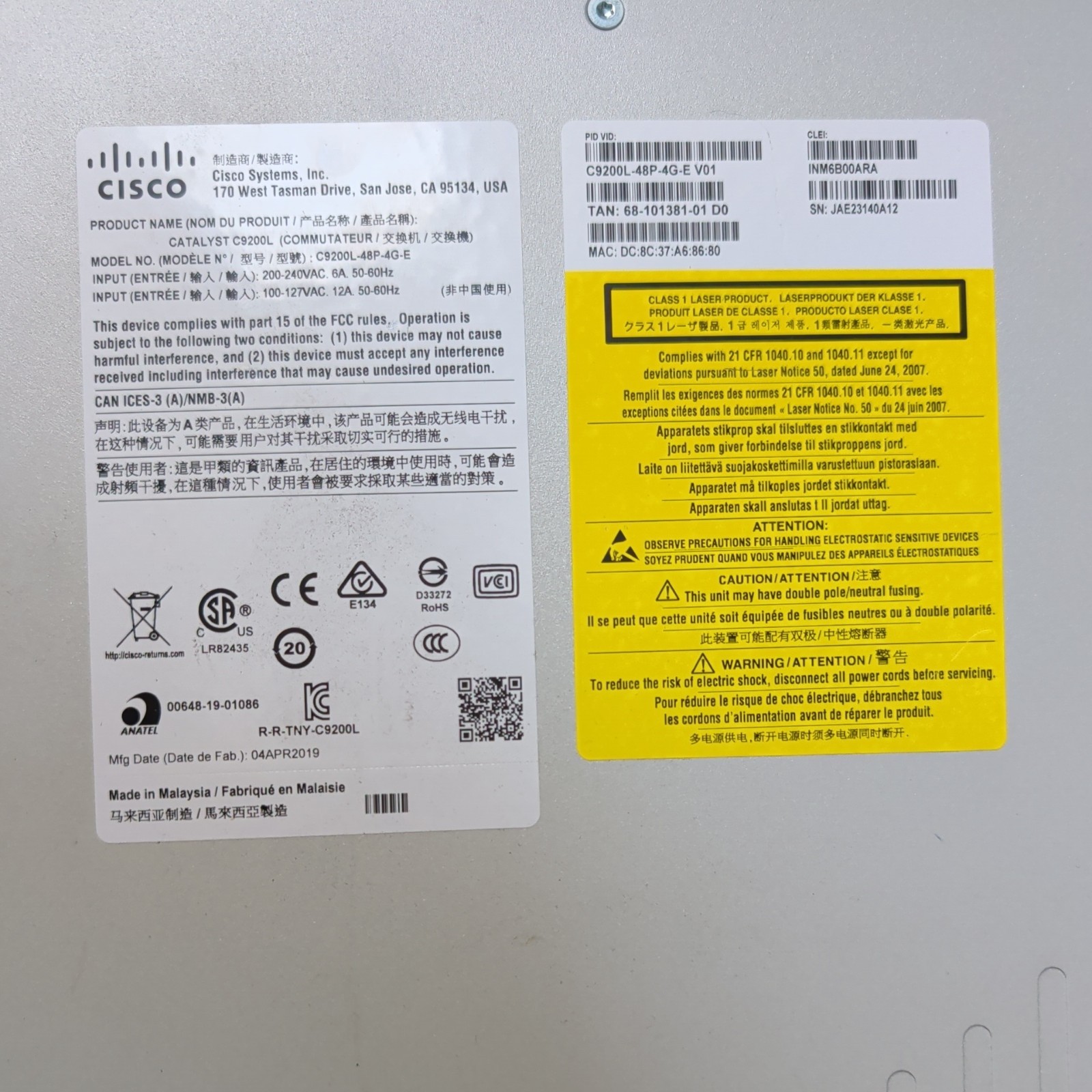 Cisco C9200L-48P-4G-E Catalyst 9200L 48 PoE+ Port Switch – 4 x 1G Uplink