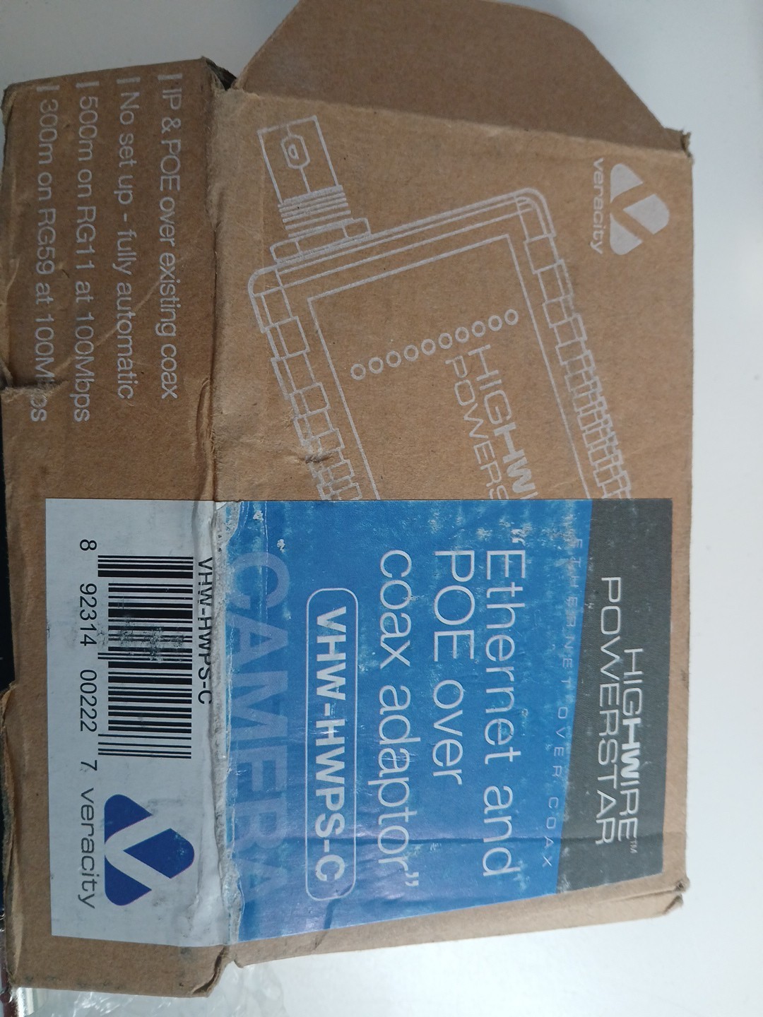 Veracity VHW-HWPS-C HIGHWIRE Powerstar Ethernet and PoE Over Coax Camera Unit