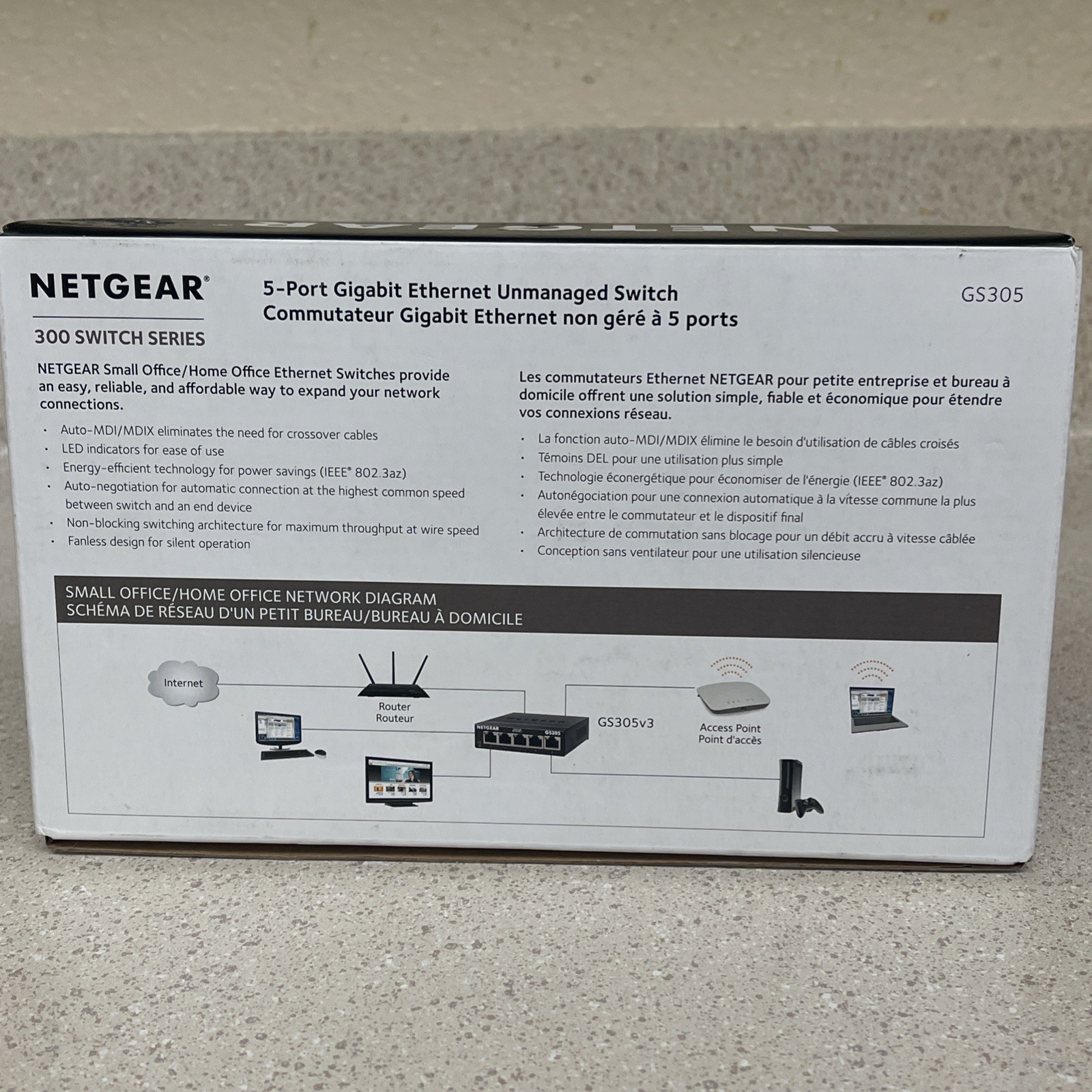 NETGEAR GS305-300PAS 5 PORT GIGABIT ETHERNET UNMANAGED SWITCH