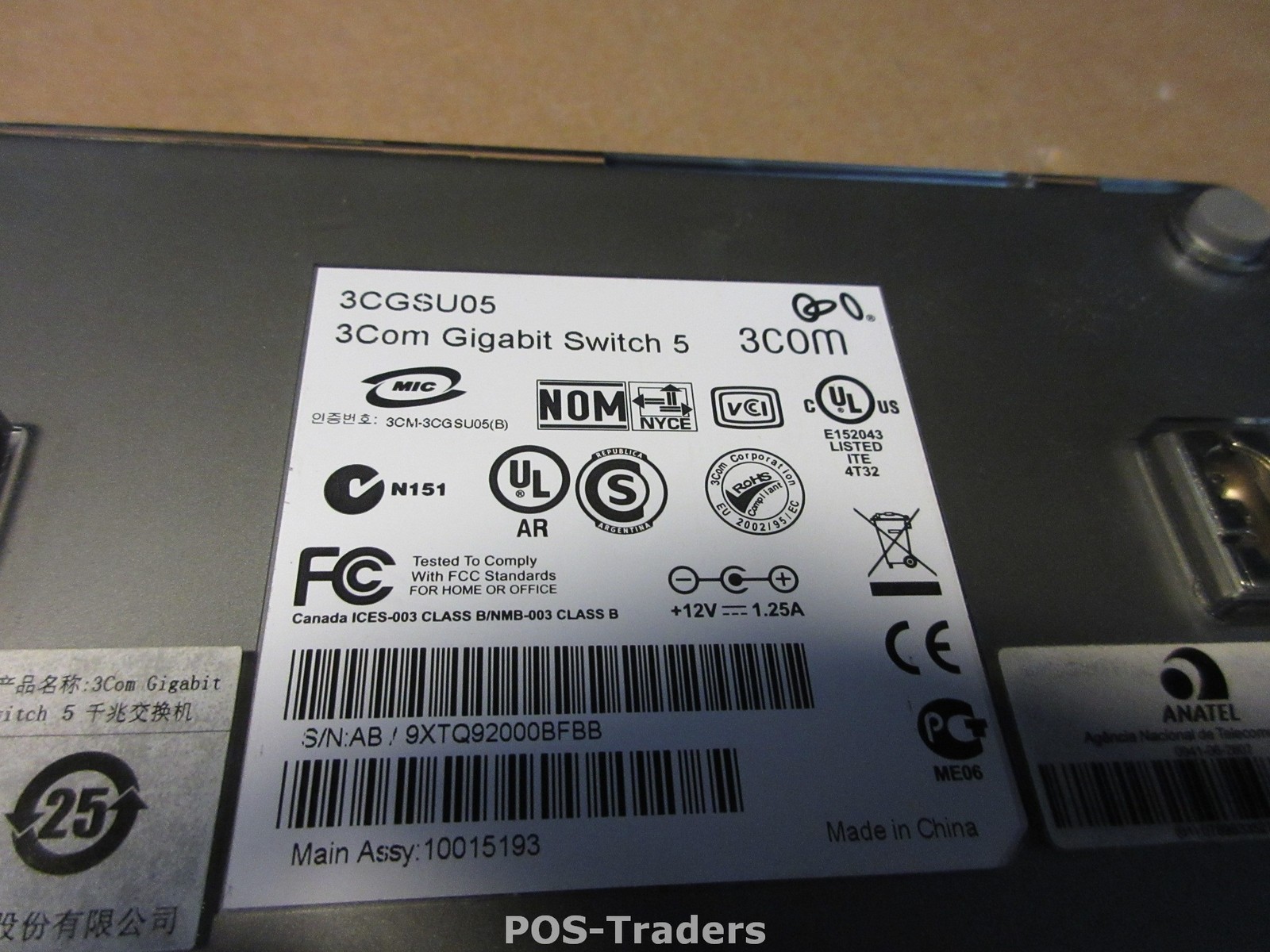 3COM 3CGSU05 Wired 5-Port Full Duplex GigaBIT Switch 1000Mbps RJ-45 EXCL PSU