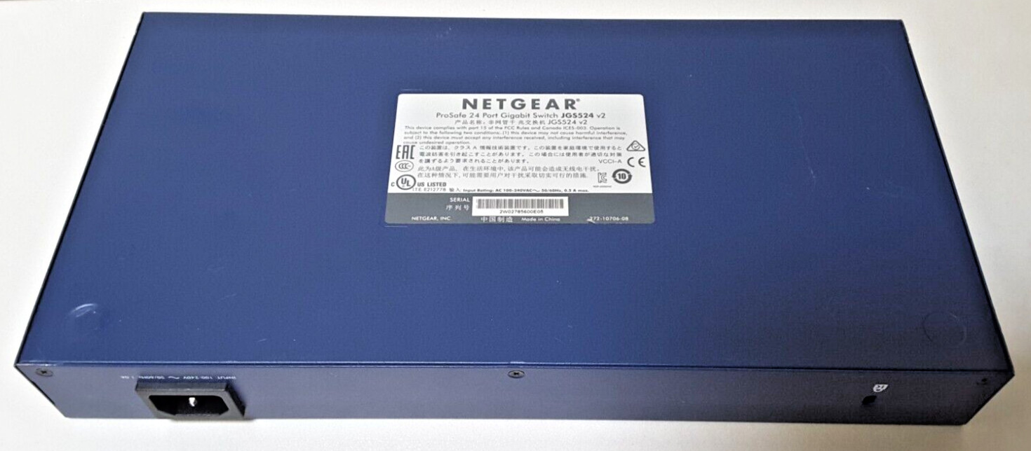 Netgear ProSafe JGS524 V2, 24-Port Gigabit Network Switch Working, Free Shipping