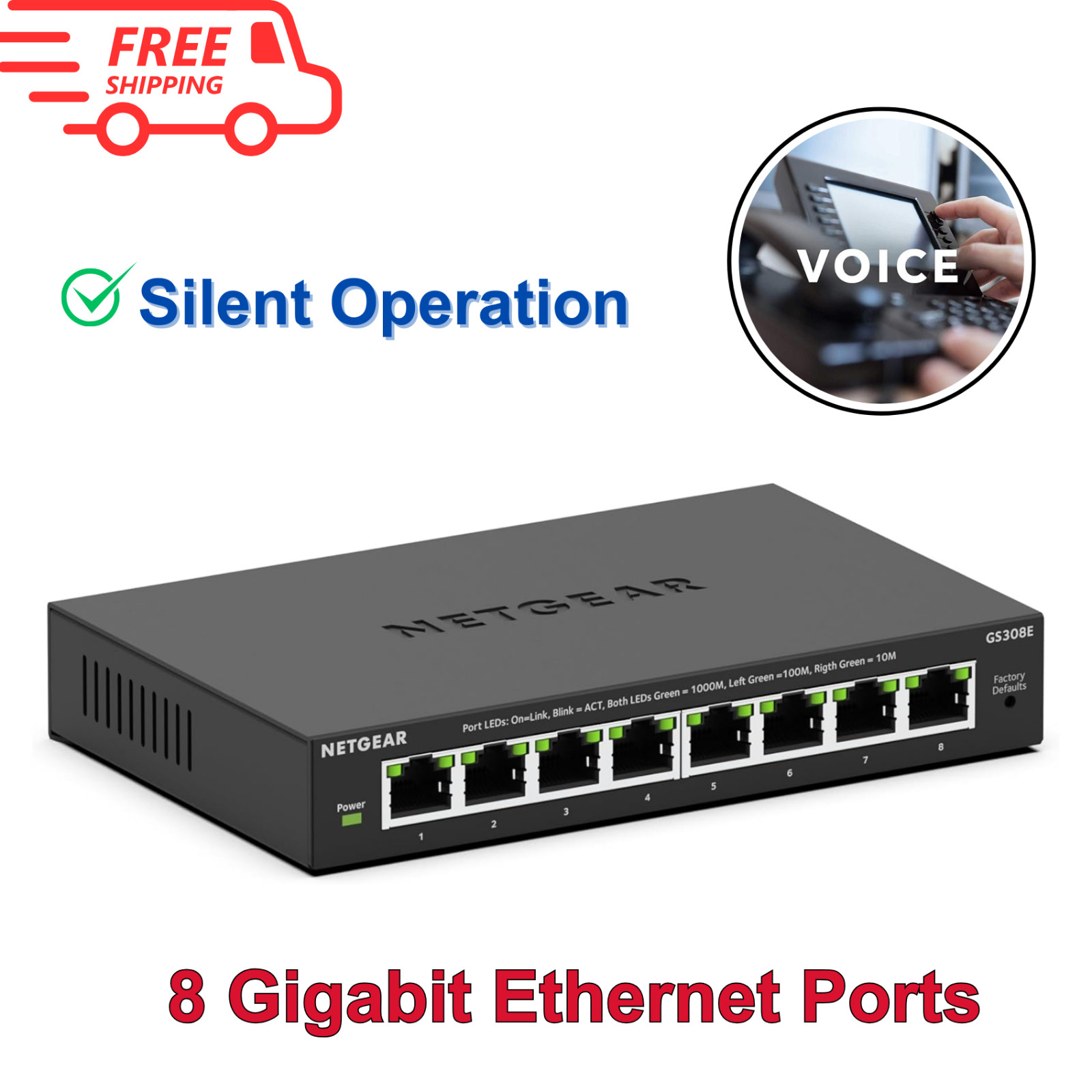 NETGEAR 8-Port Gigabit Ethernet Easy Smart Managed Essentials Switch (GS308E)