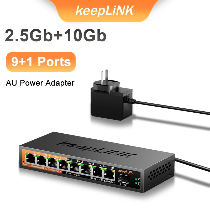 KeepLiNK 9-Port 2.5Gb Managed Switch 8×2.5G RJ45 + 1x10G SFP+ IGMP LACP