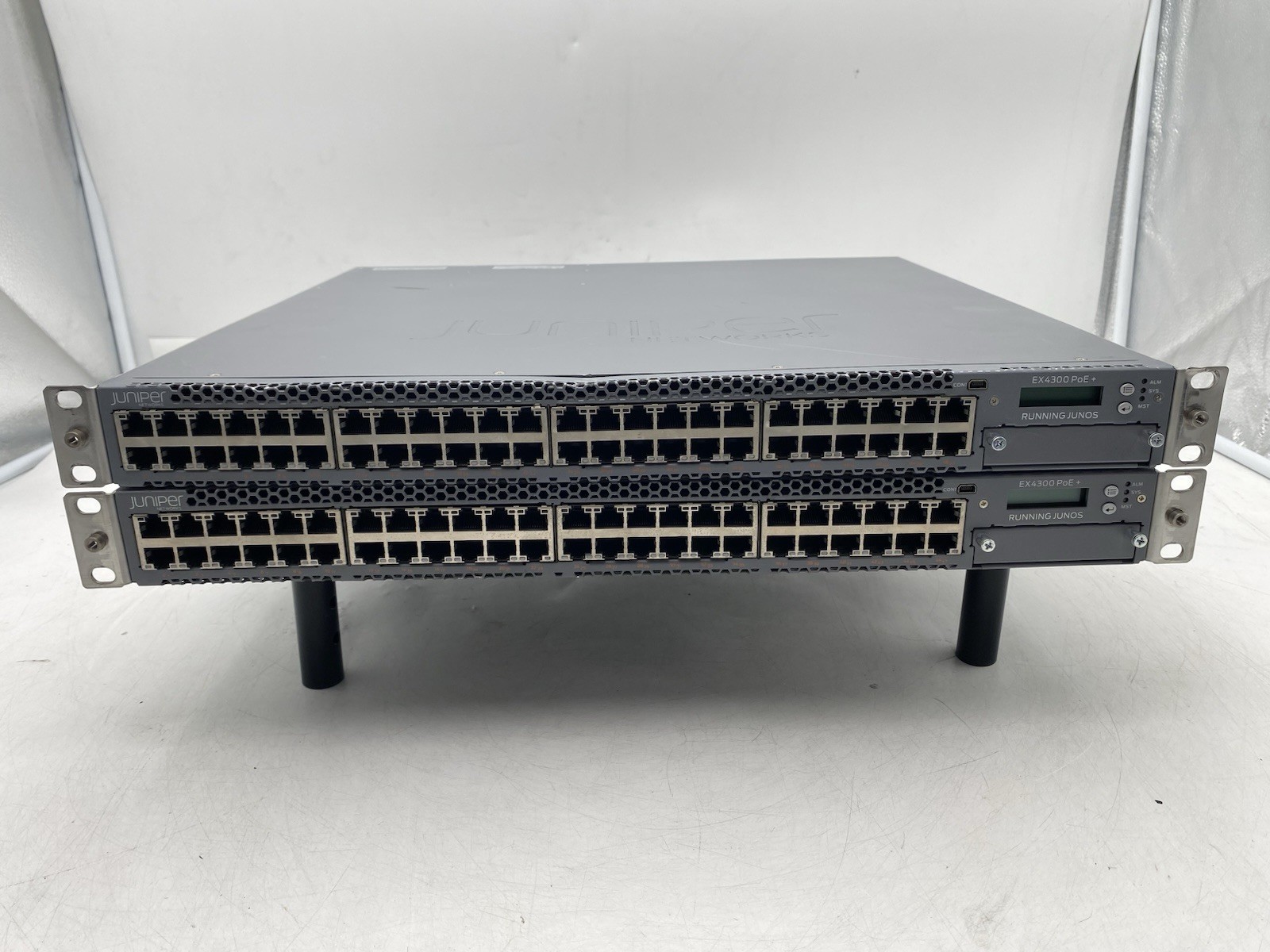 Lot of 2 Juniper Networks EX4300-48P PoE+ 48 Port Gigabit Ethernet Switch