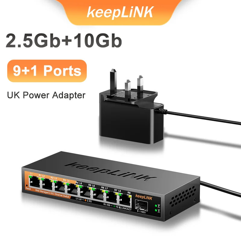 KeepLiNK 9-Port 2.5Gb Managed Switch 8×2.5G RJ45 + 1x10G SFP+ IGMP LACP