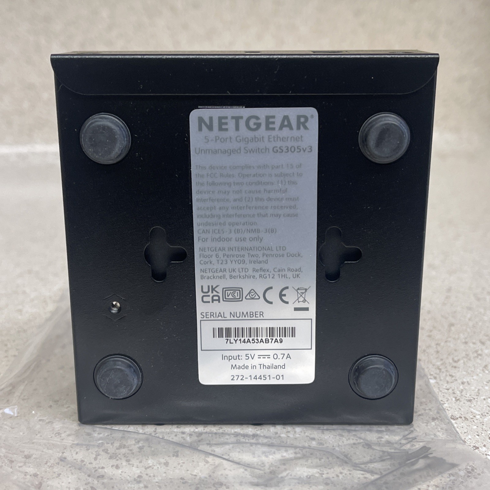 NETGEAR GS305-300PAS 5 PORT GIGABIT ETHERNET UNMANAGED SWITCH